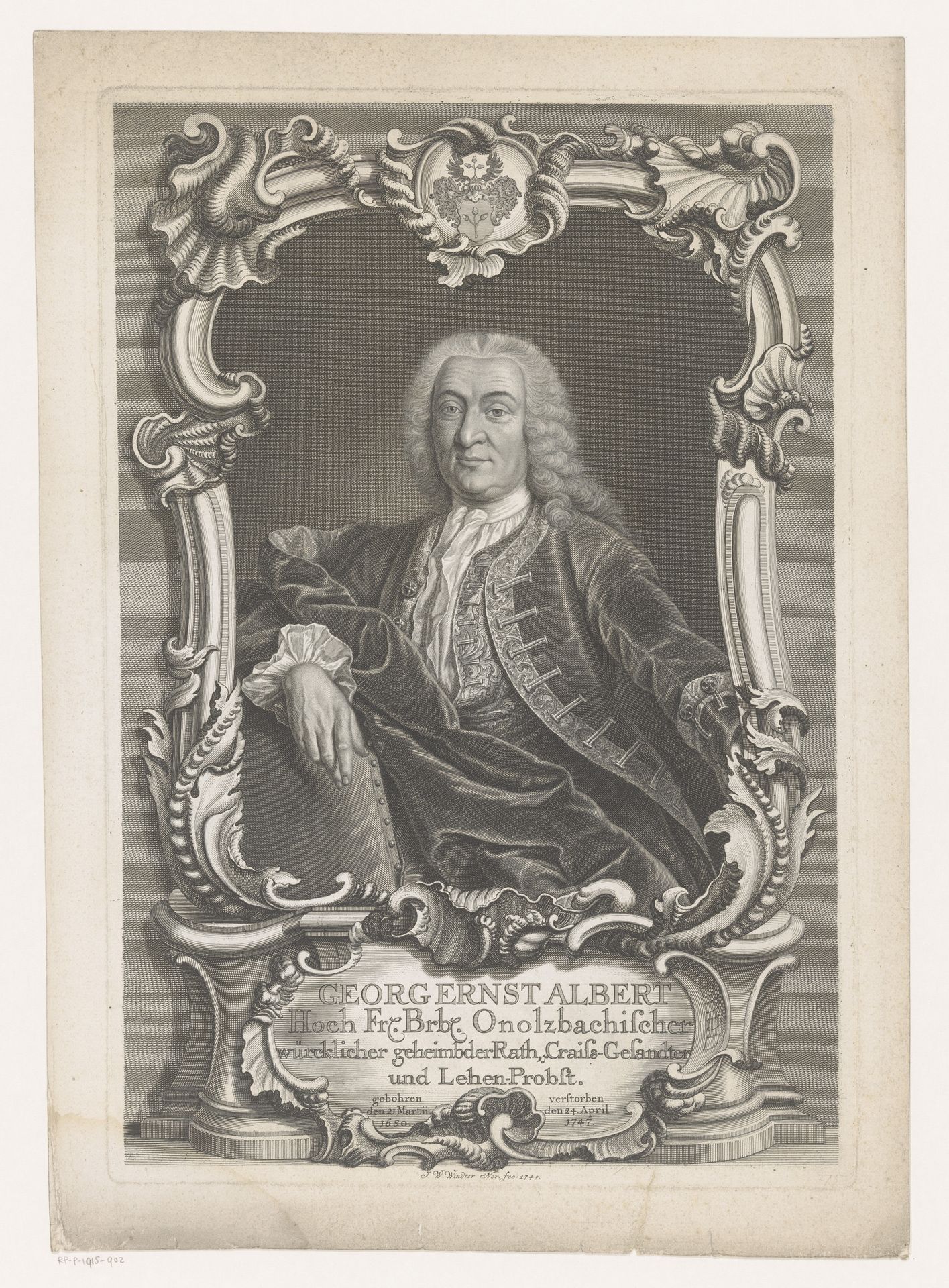 Portret van Georg Ernst Albert by Johann Wilhelm Windter
