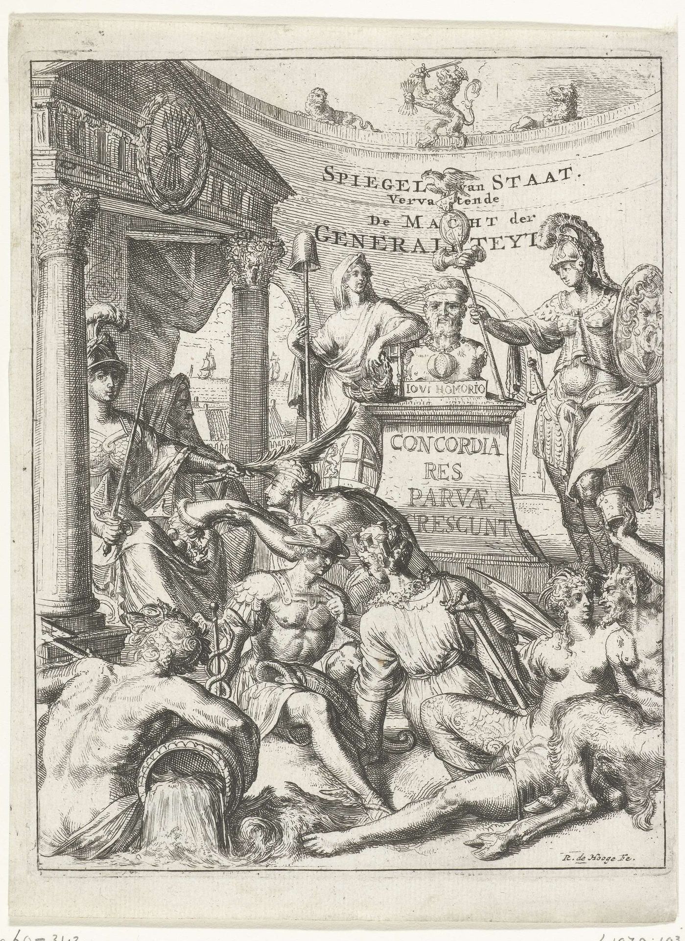 Titelprent voor deel 2 van 'Spiegel van Staat' van Romeyn de Hooghe by Romeyn de Hooghe