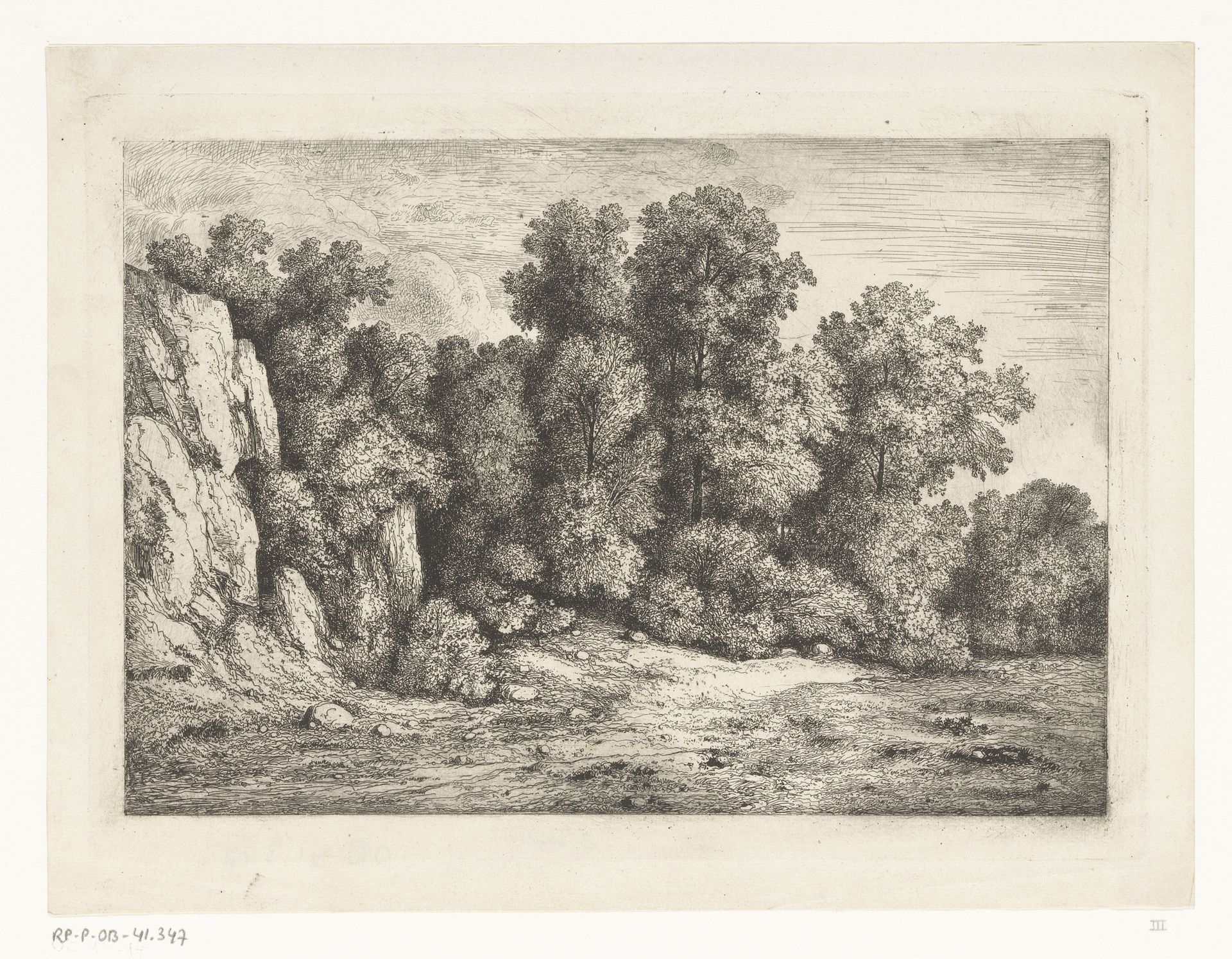 Bomen bij een rotswand by Jean Alexis Achard