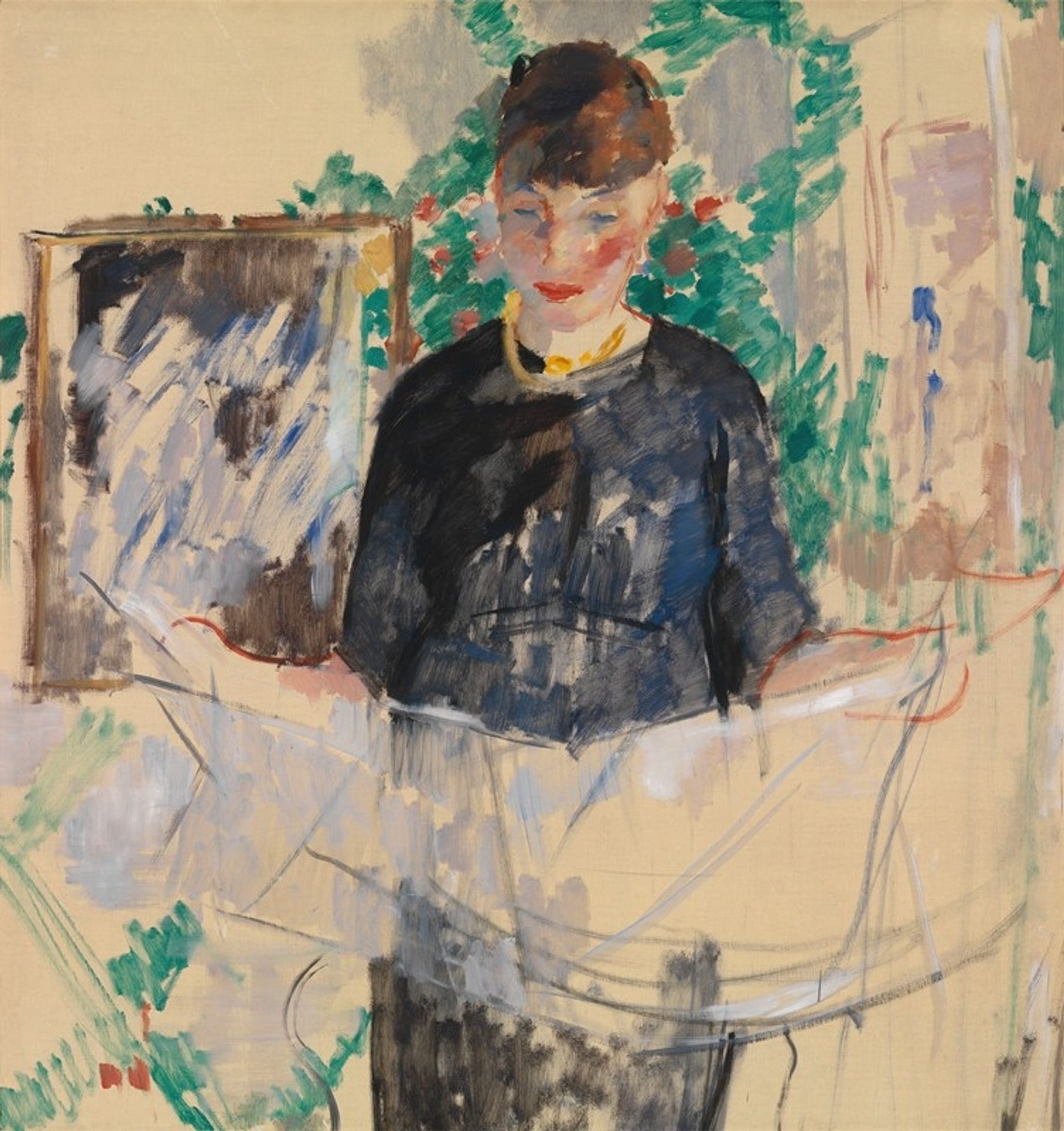 Woman in Black Reading a Newspaper by Rik Wouters