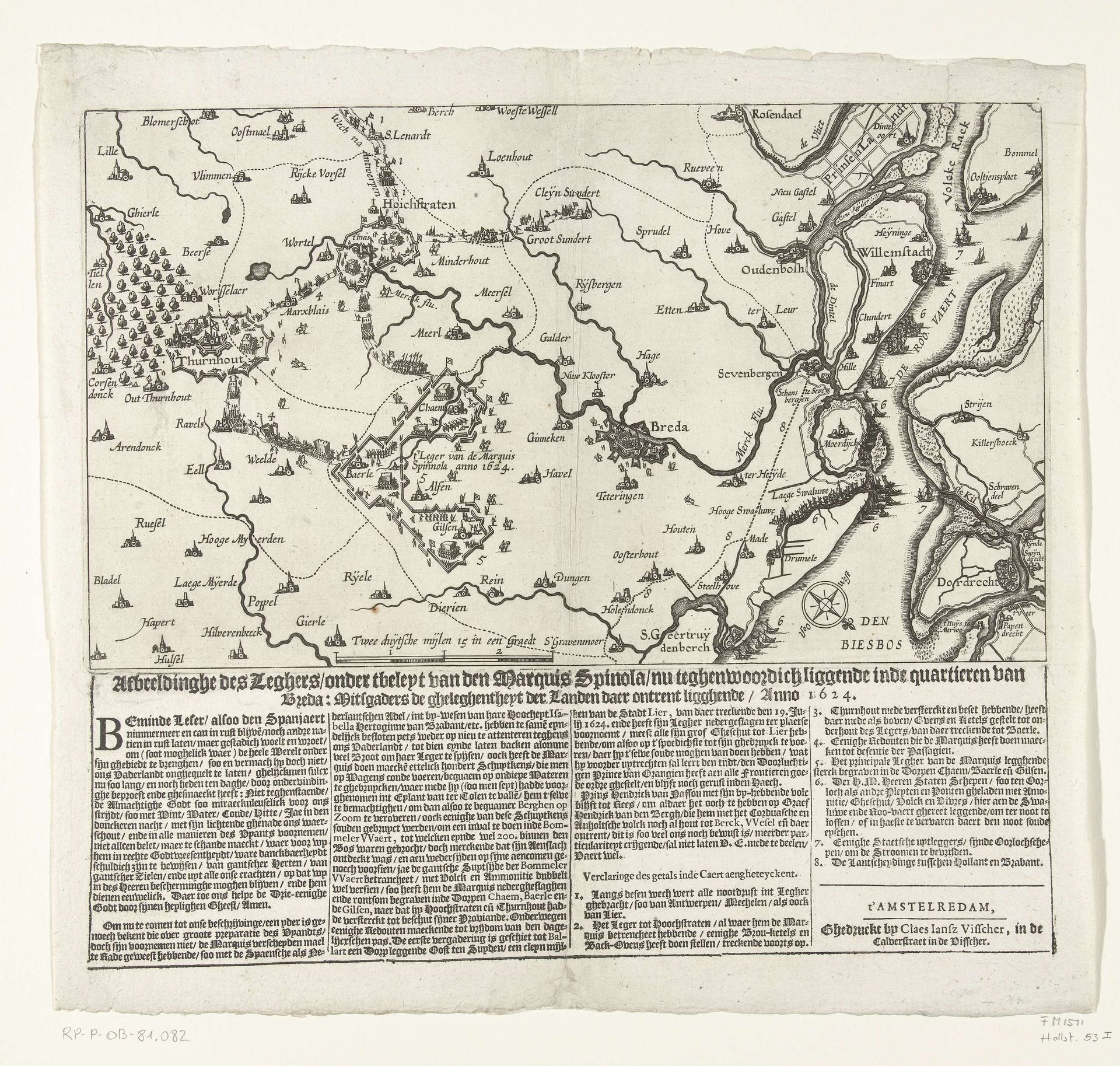 Begin van het beleg van Breda door Spinola, 1624 by Claes Jansz. Visscher