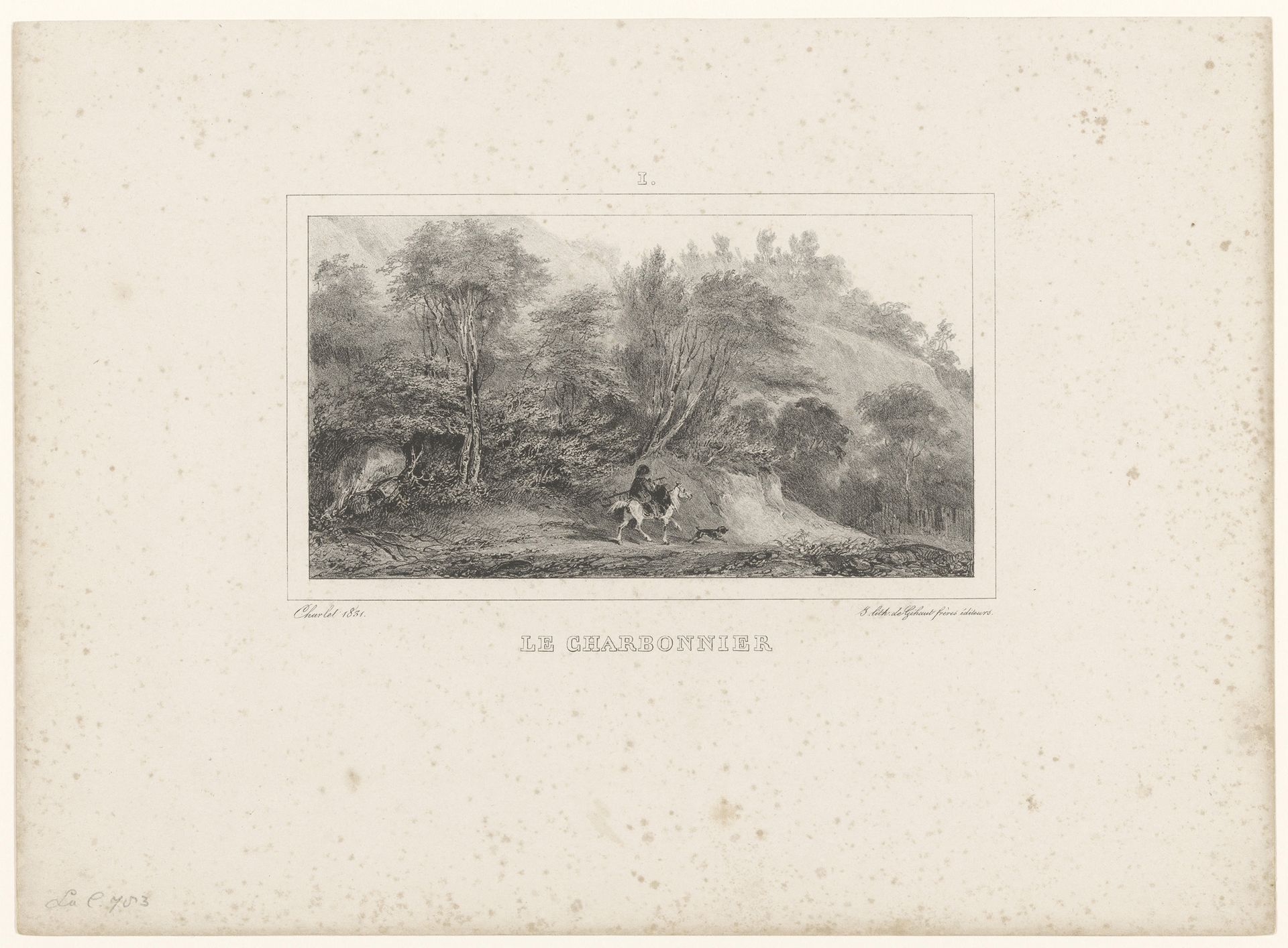 Landschap met ruiter en hond by Nicolas Toussaint Charlet