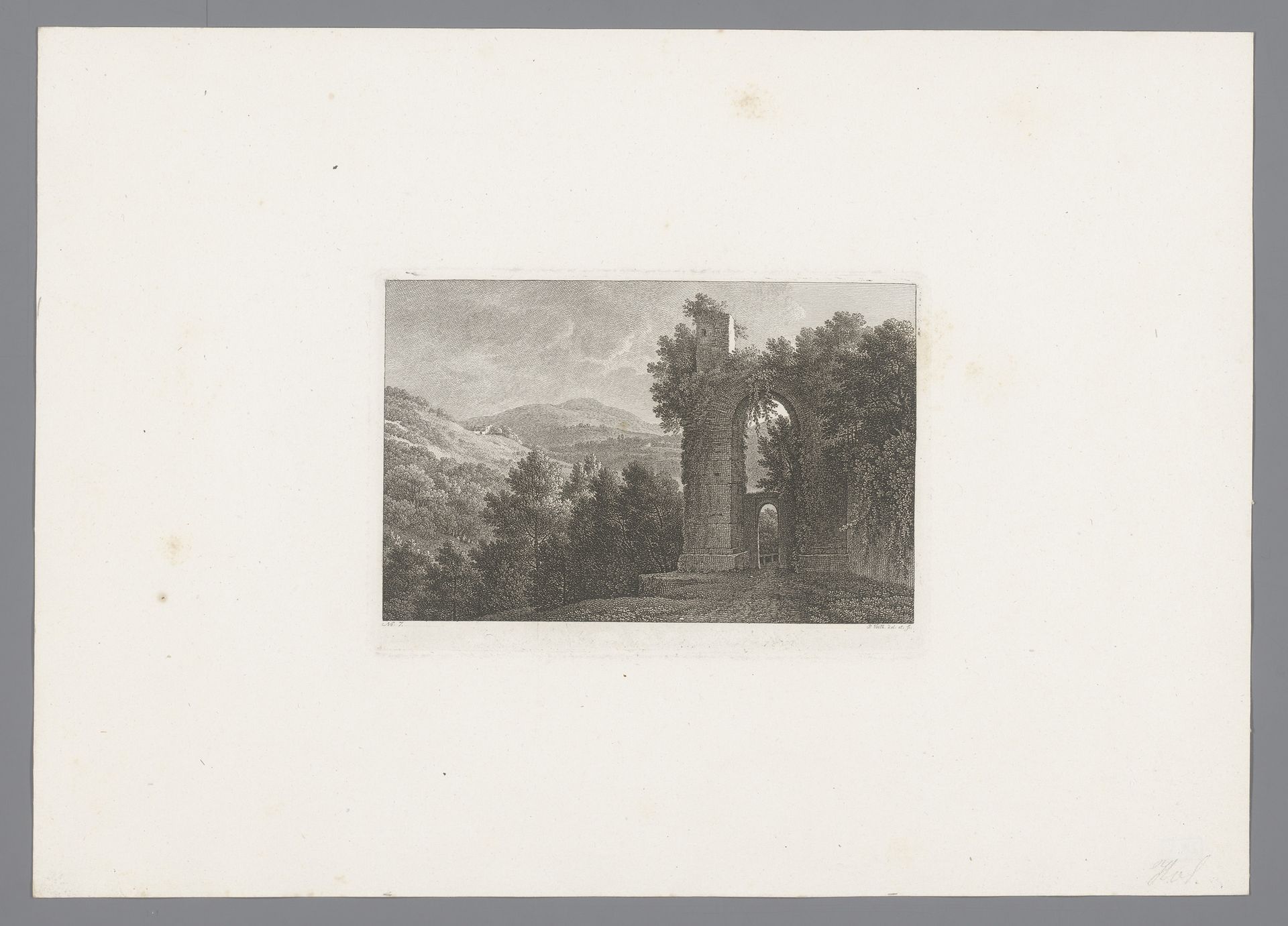 Landschap met overwoekerde ruïne nabij Rome by Philipp Veith