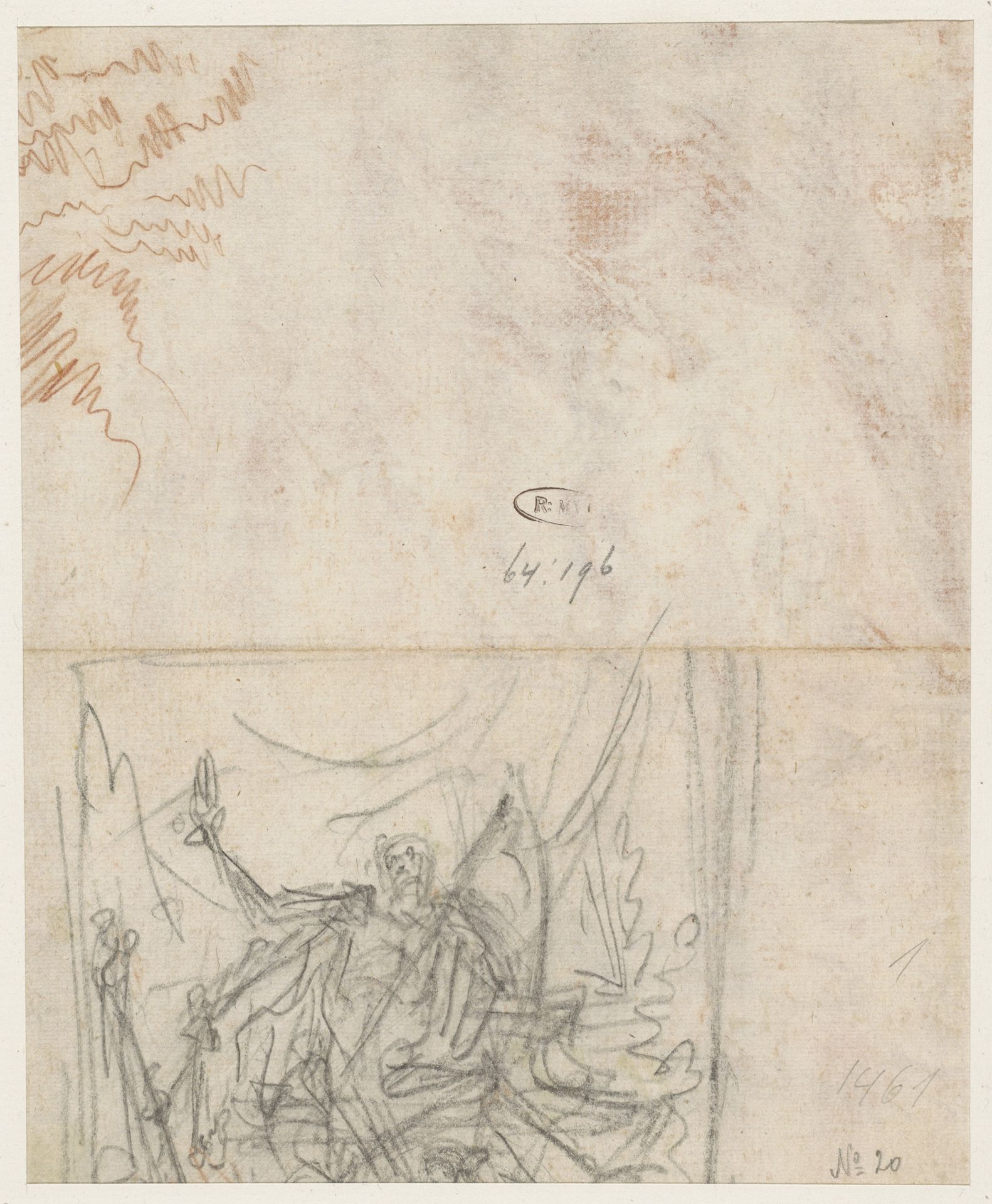 Schets van de Dood met de zeis by Claude Gillot
