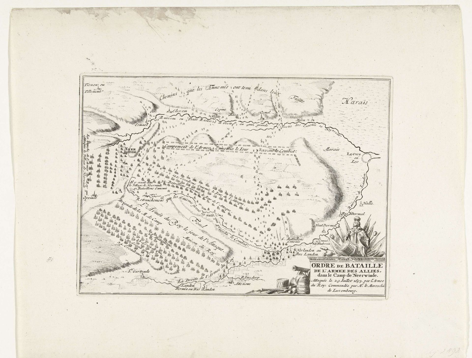 Kaart van de slag bij Landen, 1693 by Anonymous
