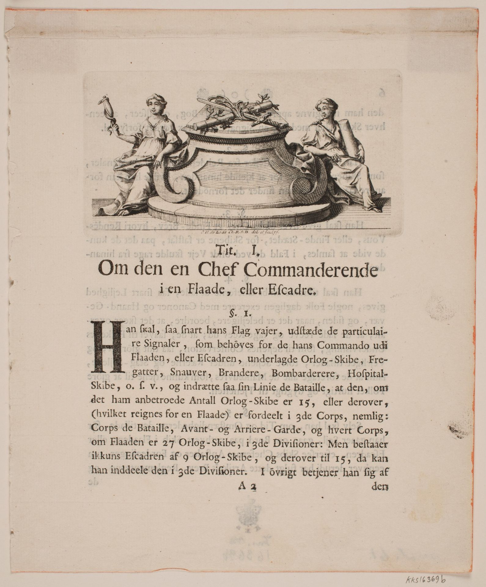Vignet til Frederik V's Søkrigsartikelsbrev by Odvardt Helmoldt de Lode