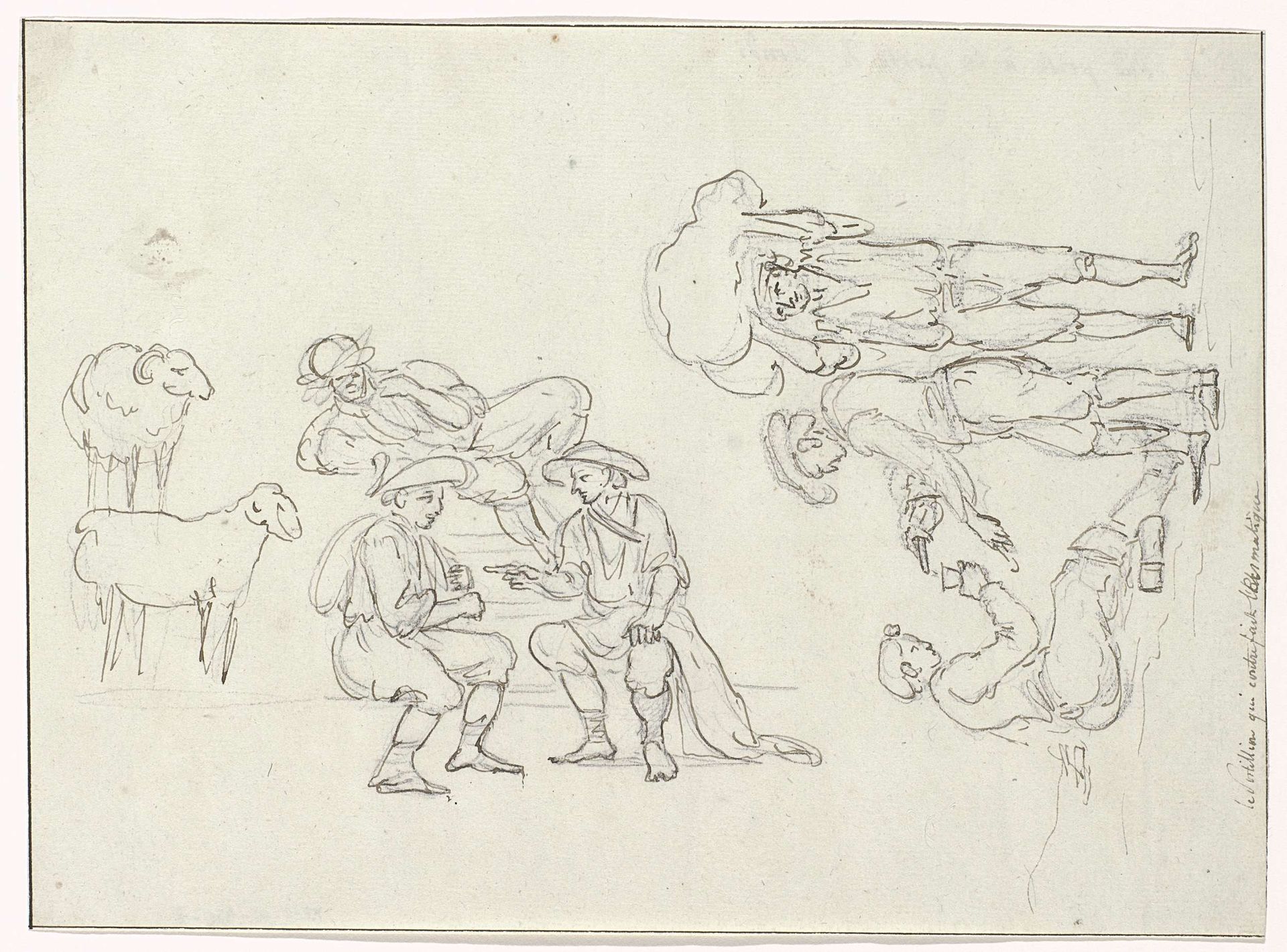 Personen bij halte postkoets in Fondi by Louis Ducros