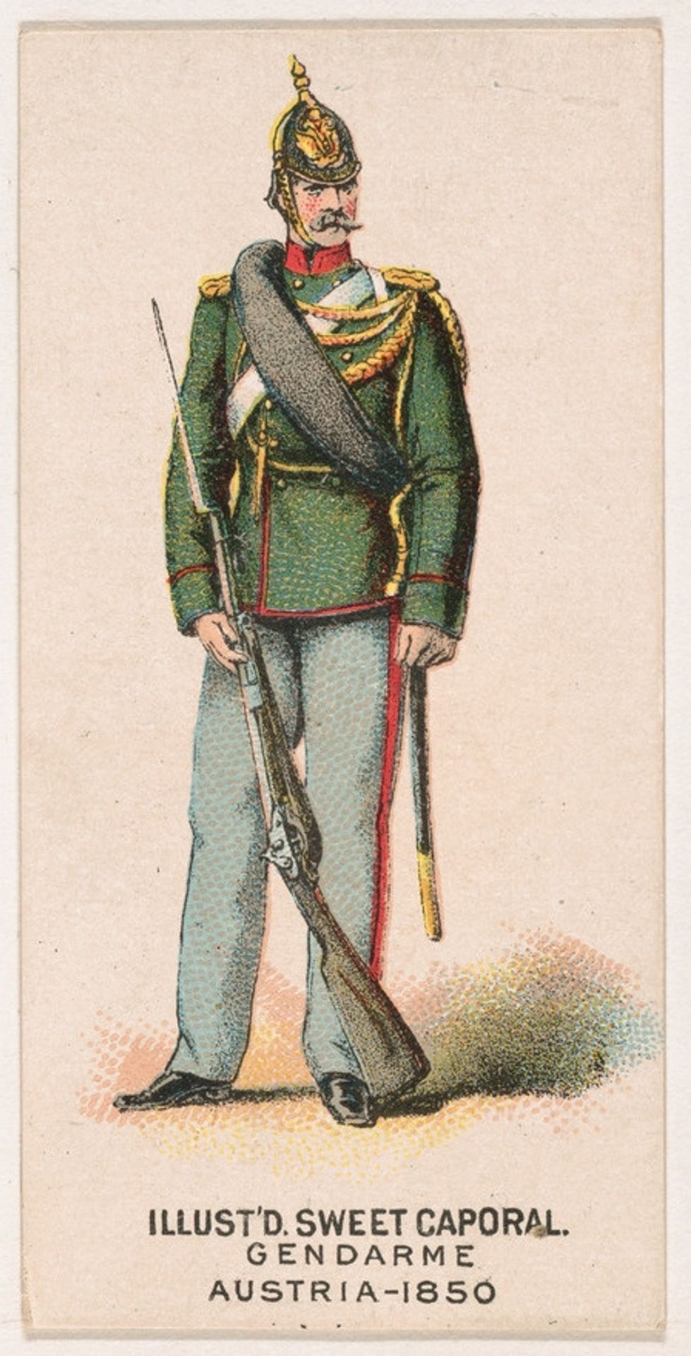 Gendarme, Austria, 1850, from the Military Series (N224) issued by Kinney Tobacco Company to promote Sweet Caporal Cigarettes by Kinney Brothers Tobacco Company
