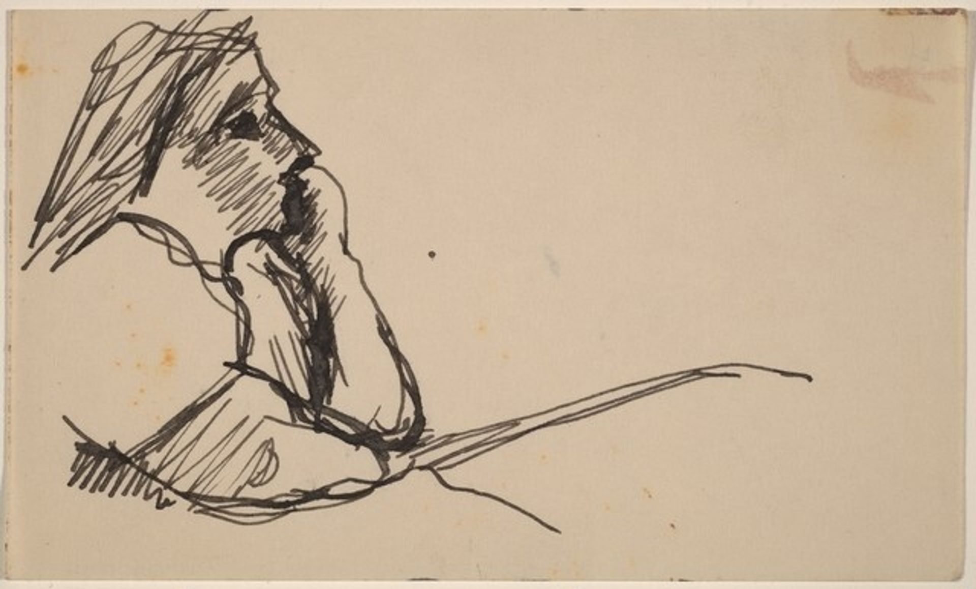 Bust-length sketch of Young Woman Resting Chin on Left Hand, in Profile by Mark Rothko