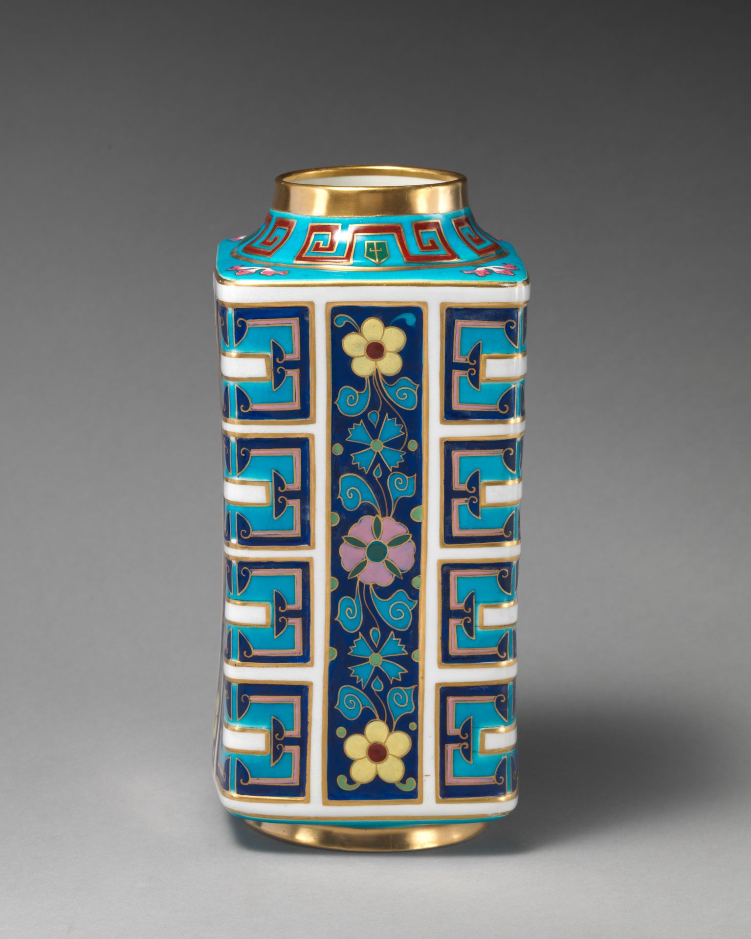 Cuboid vase by Minton(s)