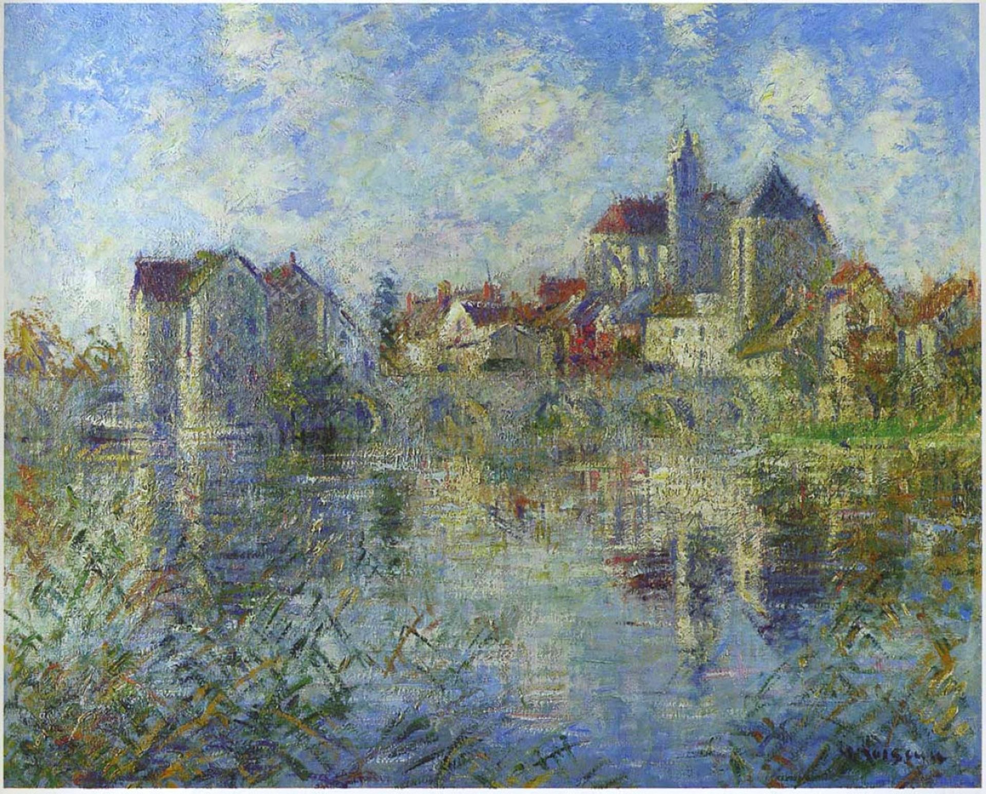 Moret on Loing and the church by Gustave Loiseau