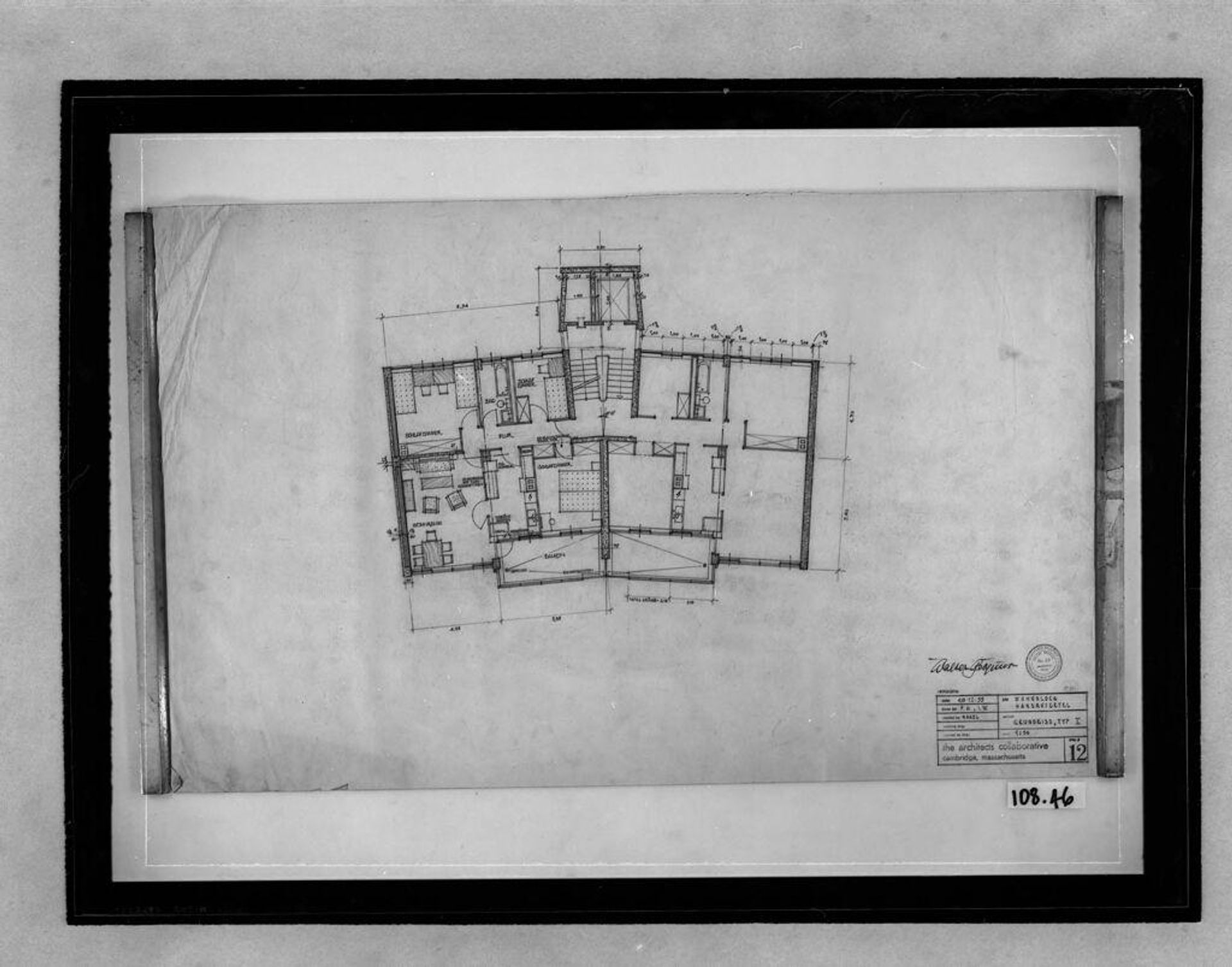 Apartment House for Interbau Exhibition, Berlin-Hansaviertel, 1955-1957: Plan type I, 1:50 by P.K.