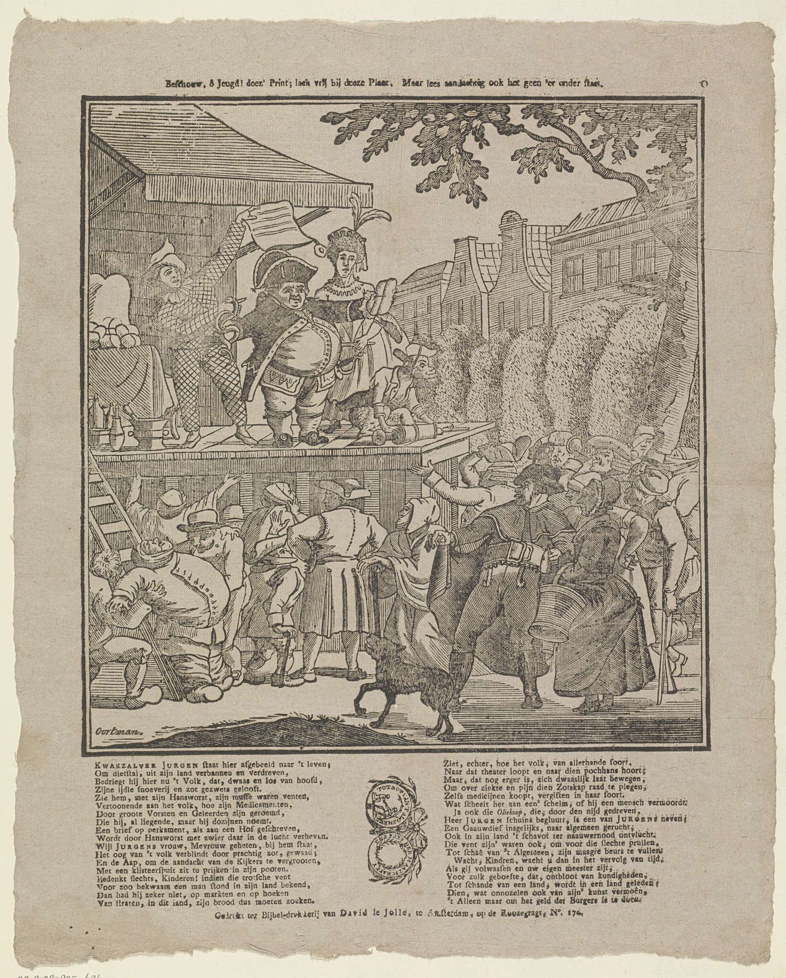 Beschouw, ô jeugd! deez' print; lach vrij bij deeze plaat, Maar lees aandachtig ook het geen 'er onder staat by Gerrit Oortman
