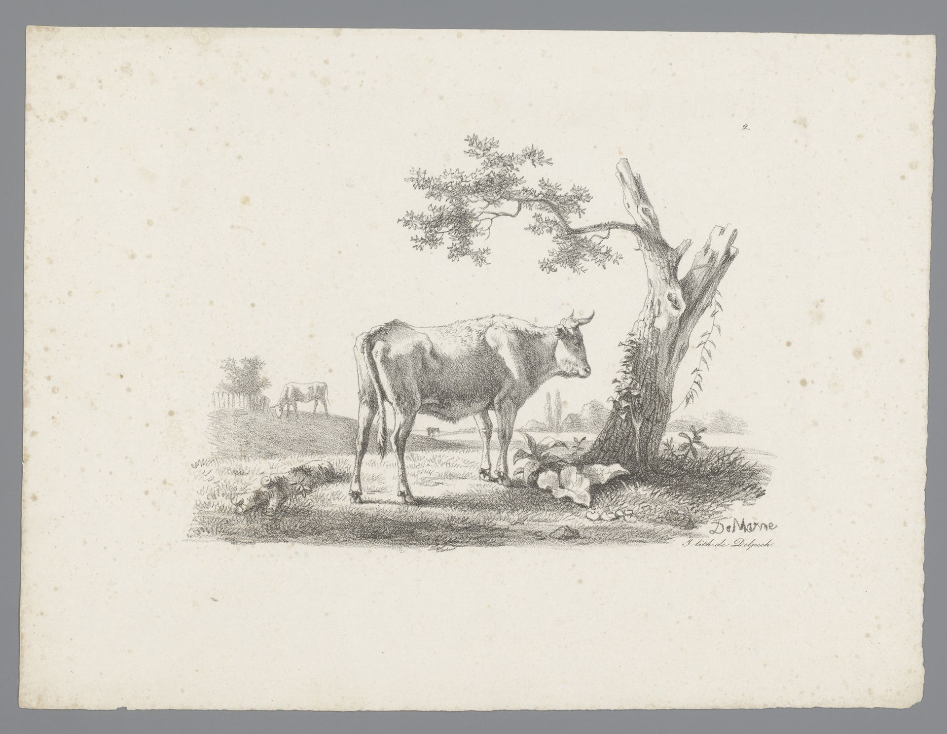 Landschap met rund by Jean Louis Demarne