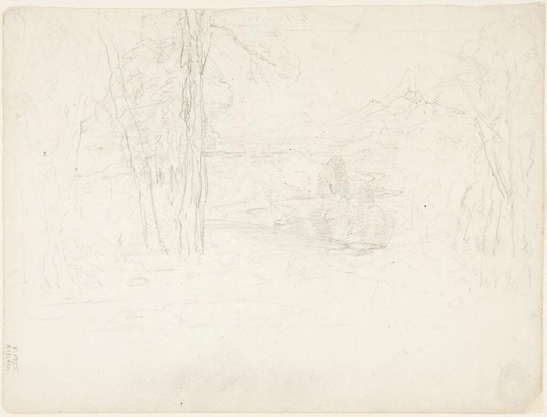 Landscape with Trees; verso: Woman Seated at the Base of a Tree, for "Una" by Washington Allston