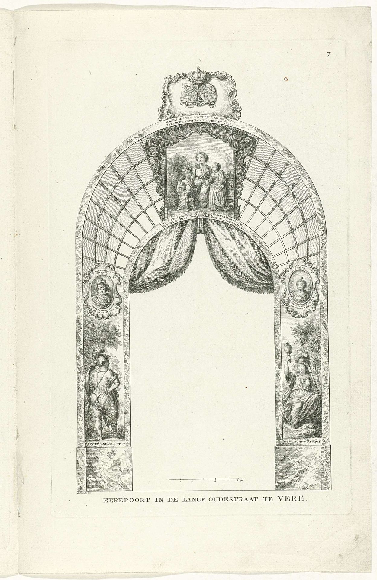 Erepoort in de Lange Oudestraat, 1751 by Caspar Jacobsz. Philips