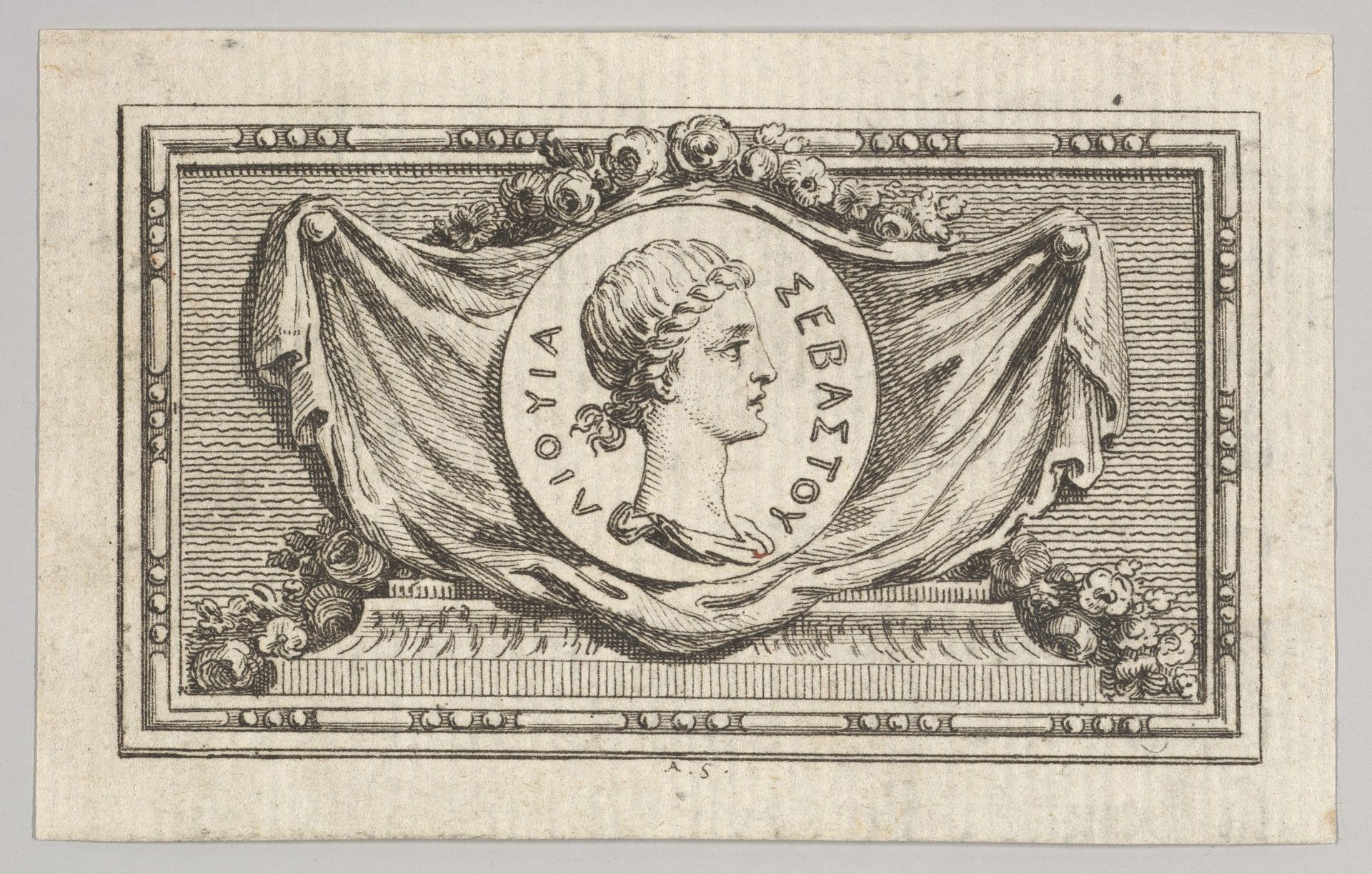 Medal with Portrait of Livy in the 5th Book, from Tibère ou les six premiers livres es Annales de Tacite Traduits par M. l'abbé de la Bléterie Professeur d'Eloquence au Collège Royal et de l'Académie Royale des Inscriptions et Belles-lettres. A Paris de l'Imprimerie Royale by Augustin de Saint-Aubin