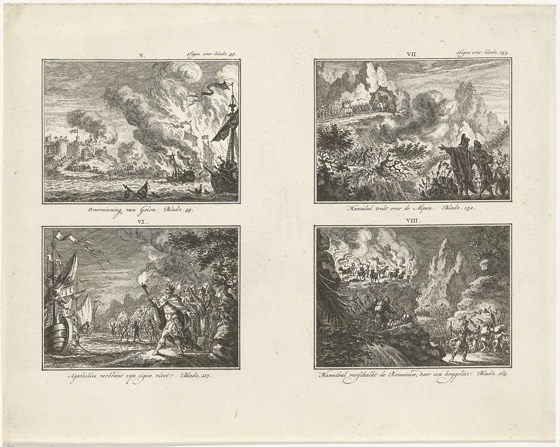 Vier voorstellingen uit de klassieke geschiedenis by Simon Fokke