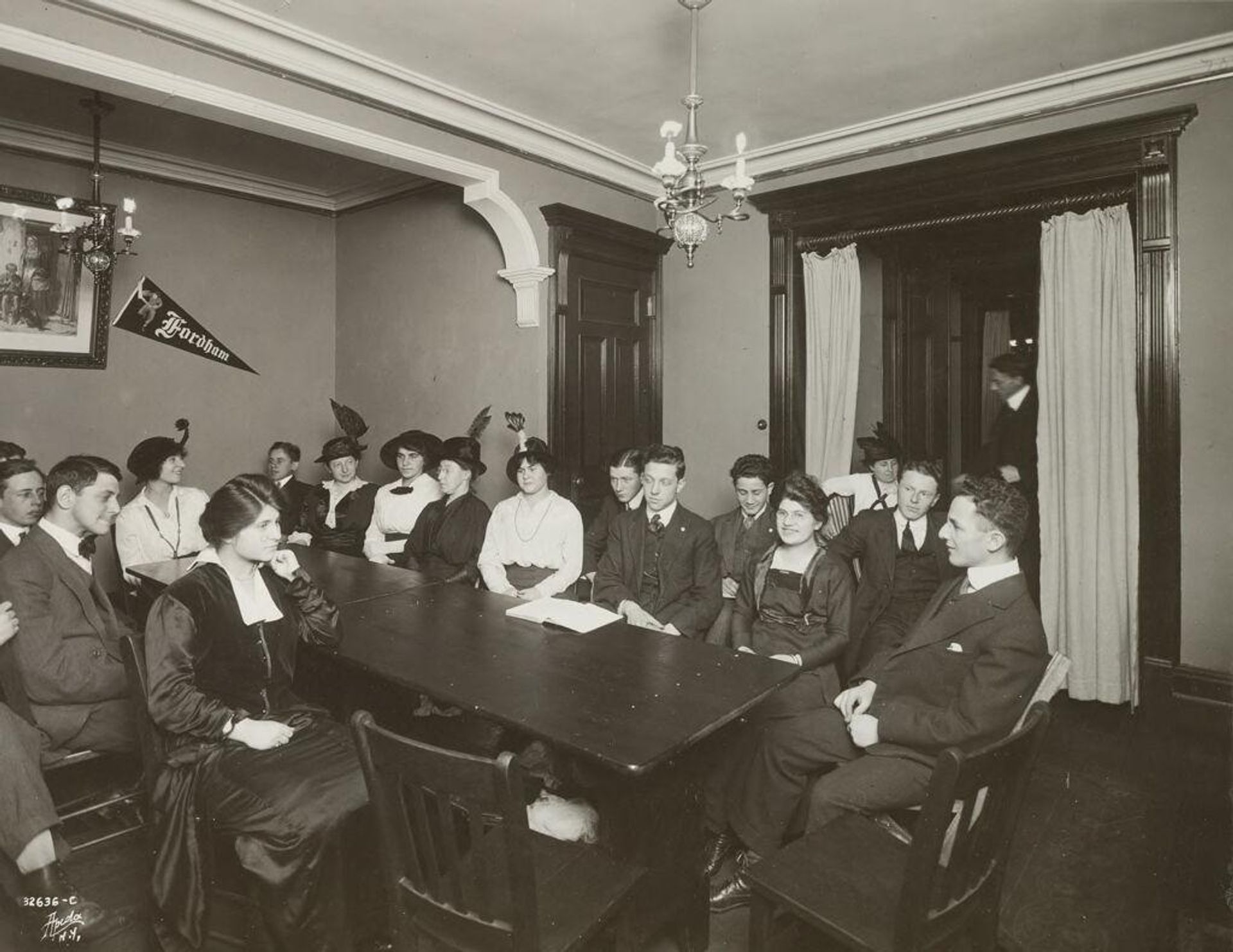 Charity, Children: United States. New York. Pleasantville. Hebrew Sheltering Guardian Society: Hebrew Sheltering Guardian Society Orphan Asylum, Pleasantville, New York: Self-Government at Fellowship House. The House Senate composed of alumni at one of its regular meetings for the welfare of the House. by Apeda Studio