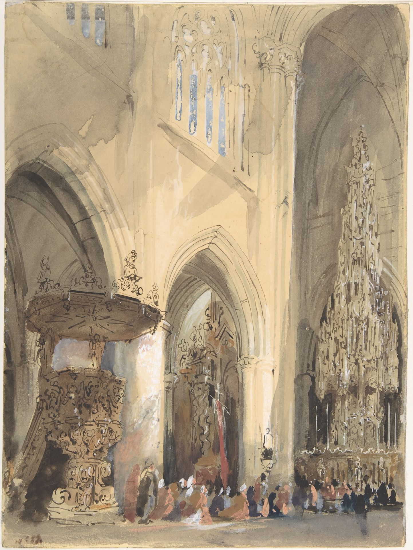 Interior of the Church of St. Jacques, Louvain by Jenaro Pérez Villaamil
