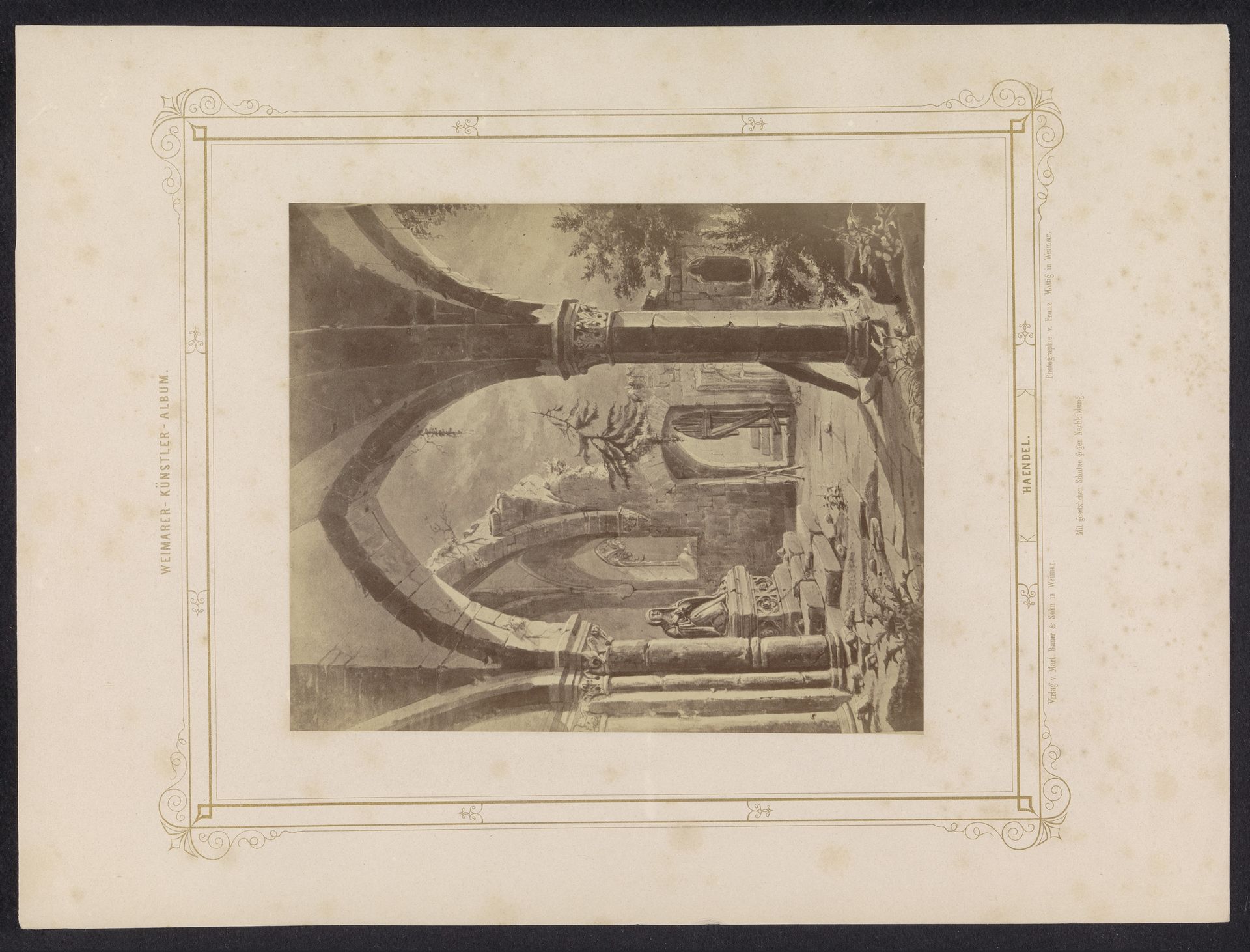 Fotoreproductie van een tekening, voorstellende de ruïne van een kerk by Franz Mattig