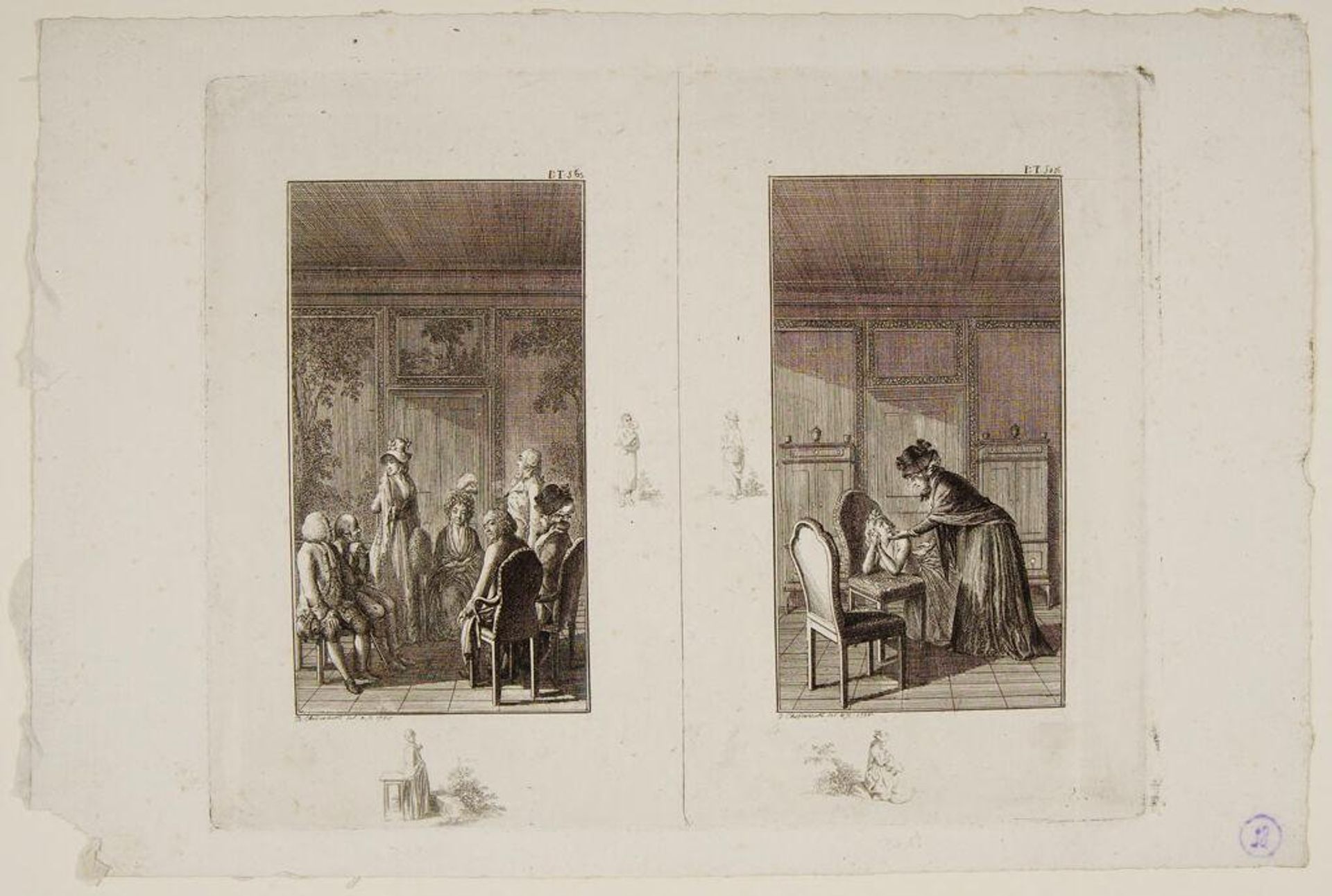 Two Scenes from "Clarissa" by Daniel Nikolaus Chodowiecki