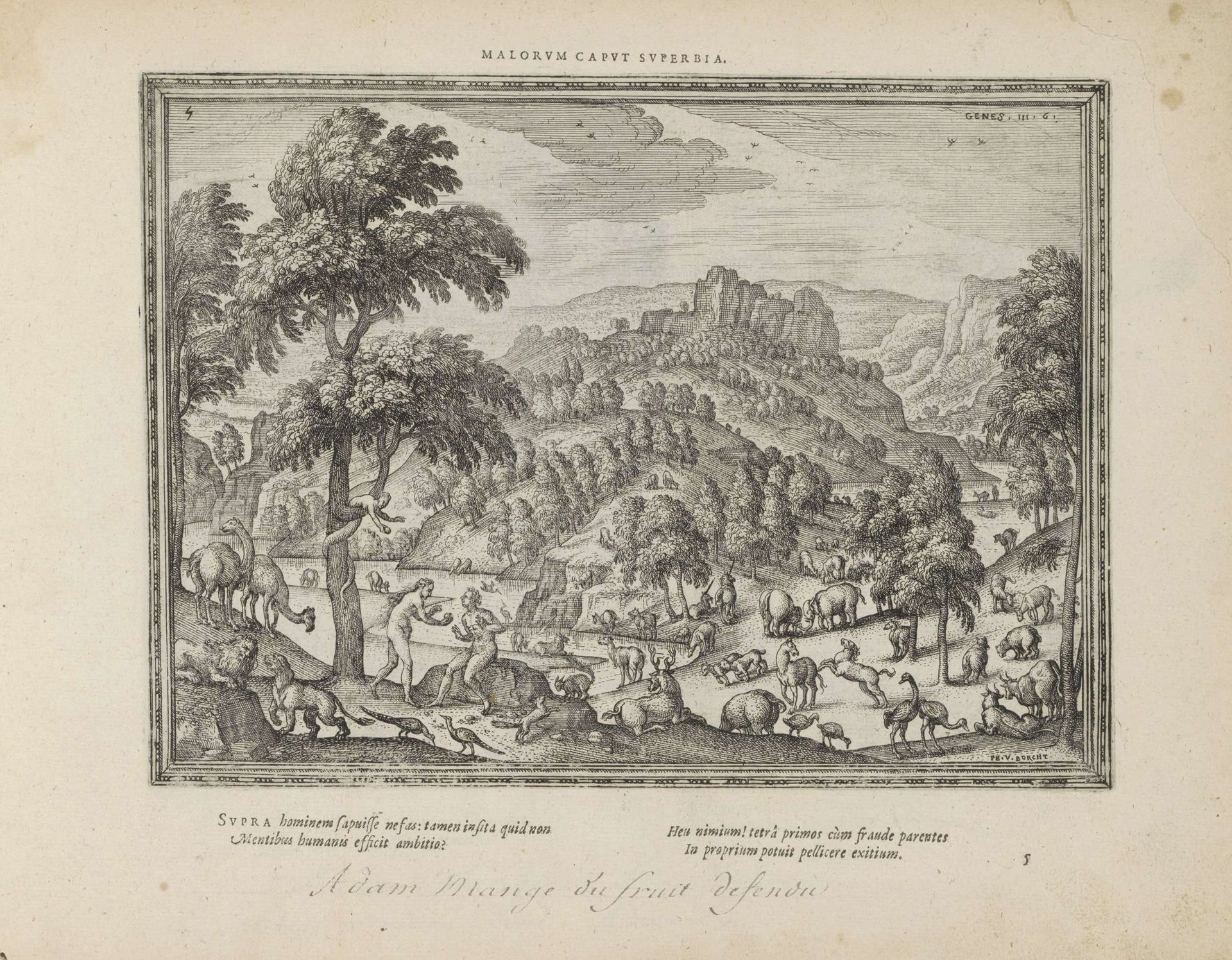 Verzoeking van Adam en Eva by Pieter van der (I) Borcht