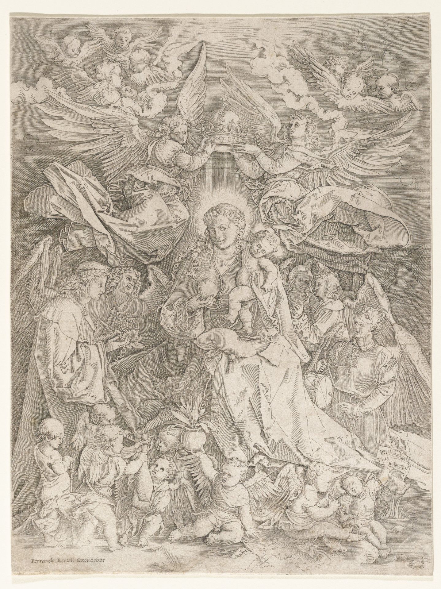 The Virgin Surrounded by Many Angels by Ferrando Bertelli