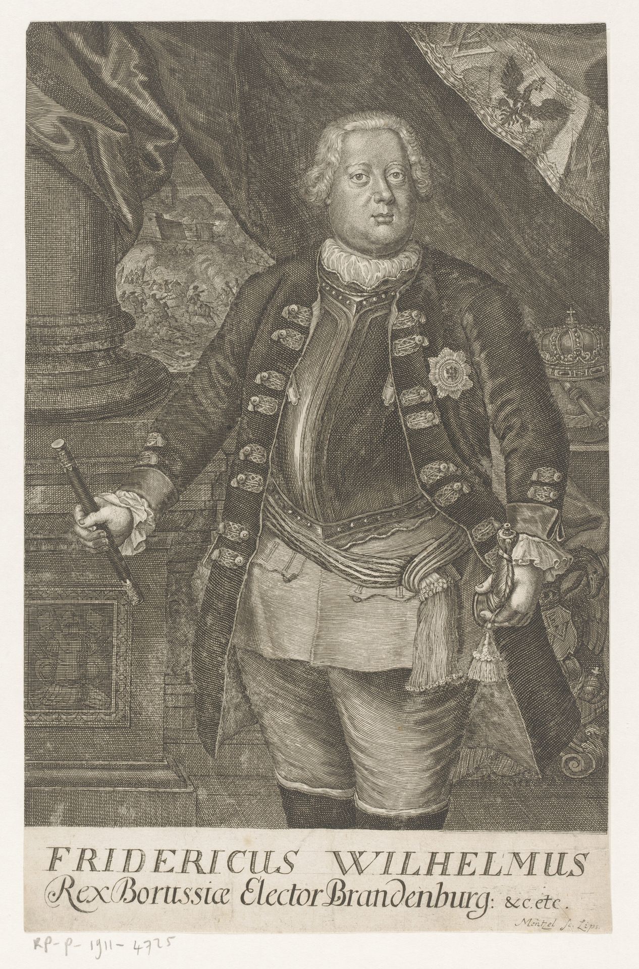 Portret van koning Frederik Willem I van Pruisen, keurvorst van Brandenburg by Johann Georg Mentzel