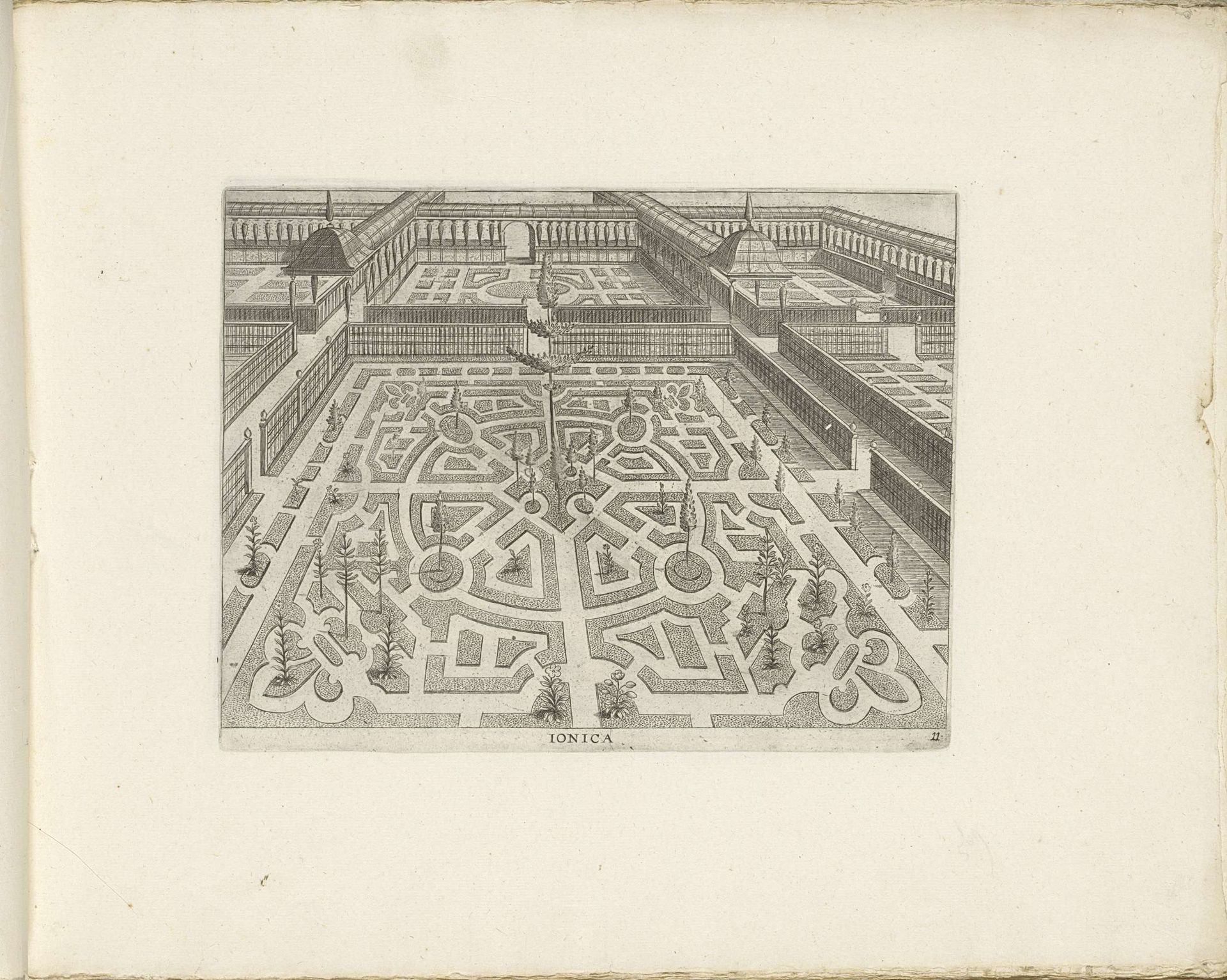 Tuin met centrale parterre met in de hoeken fleur de lis by Anonymous