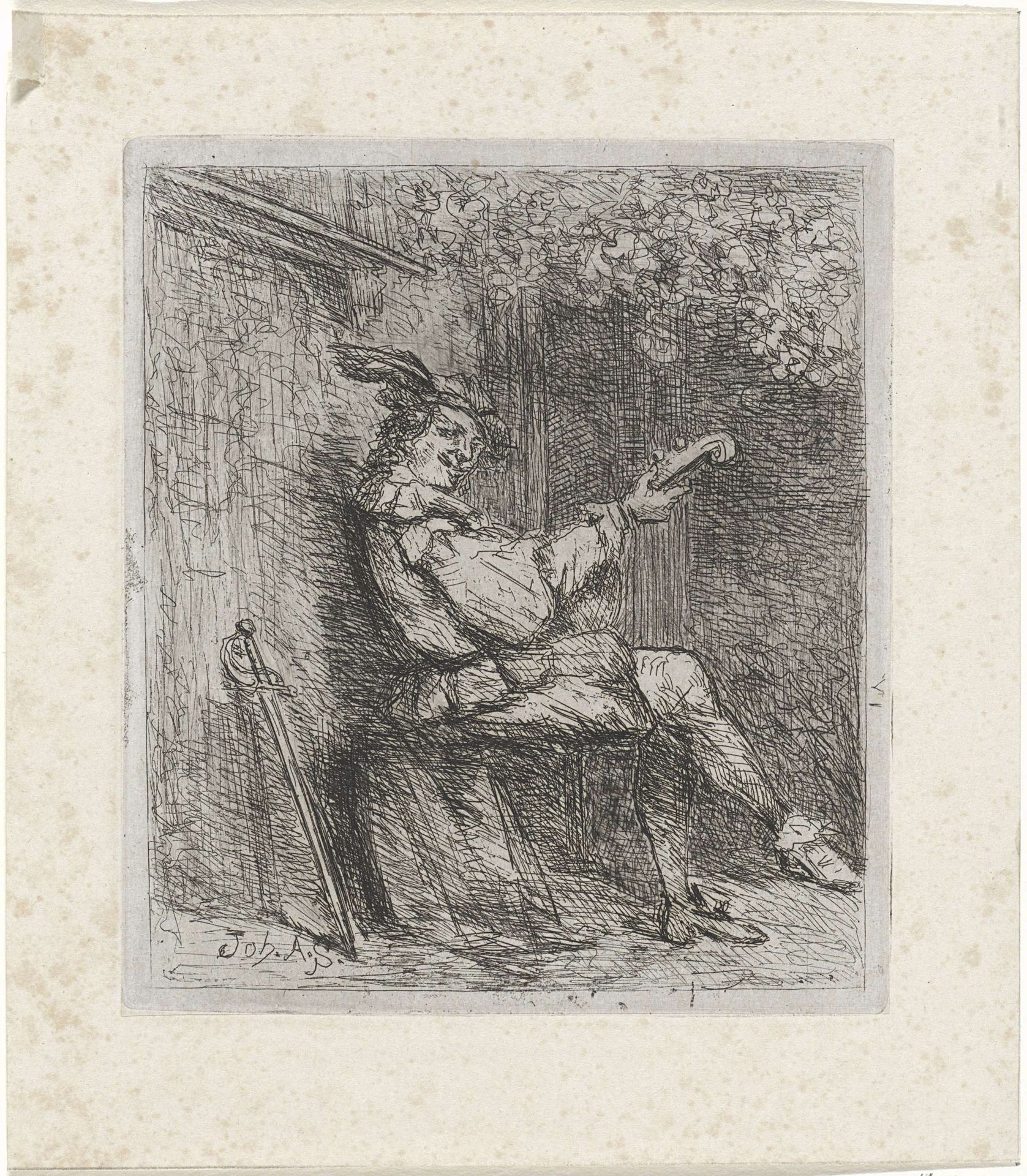 Man met een luit by Johannes Adrianus Schultz