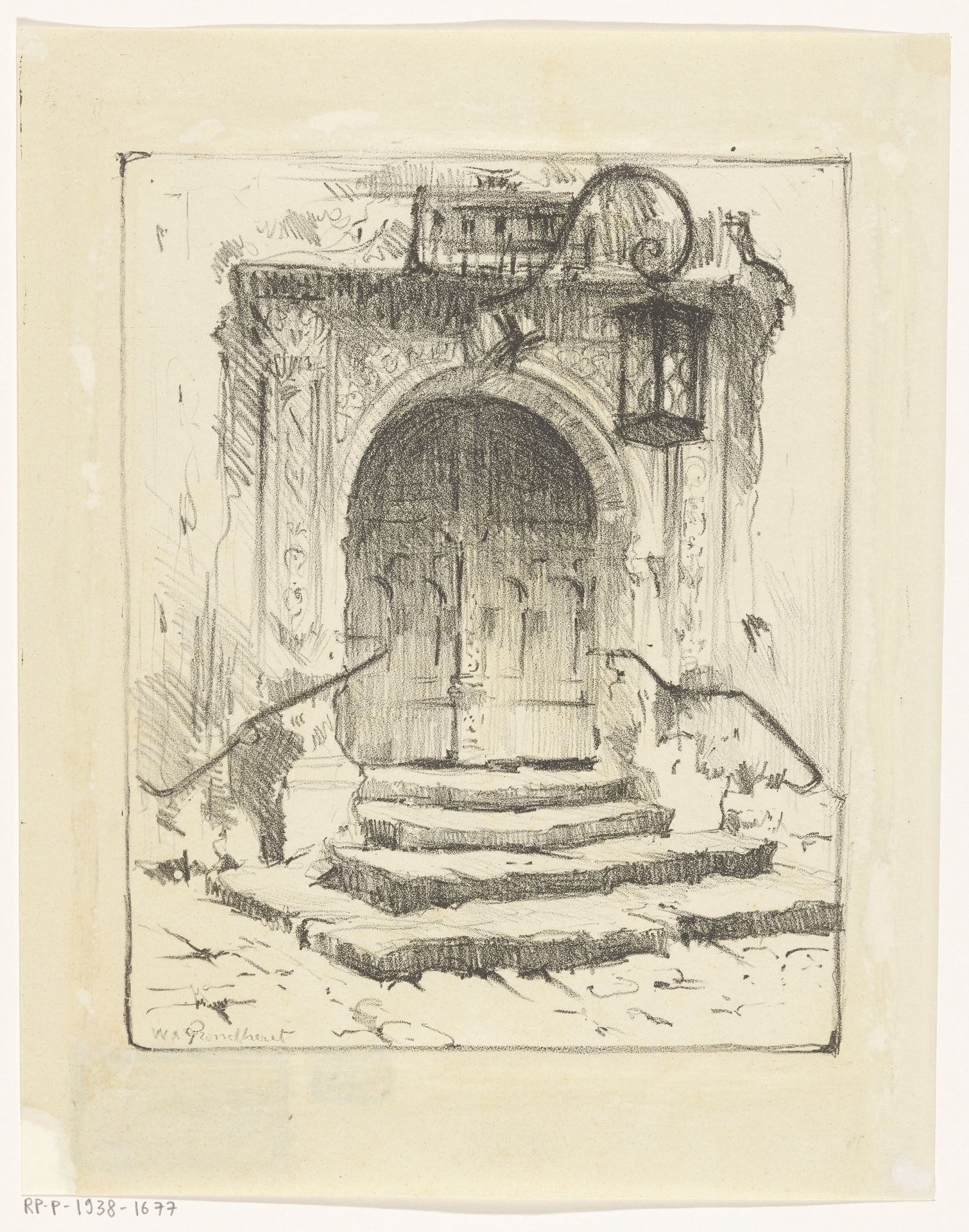 Poort van het stadhuis in Rothenburg ob der Tauber by Willem Adrianus Grondhout