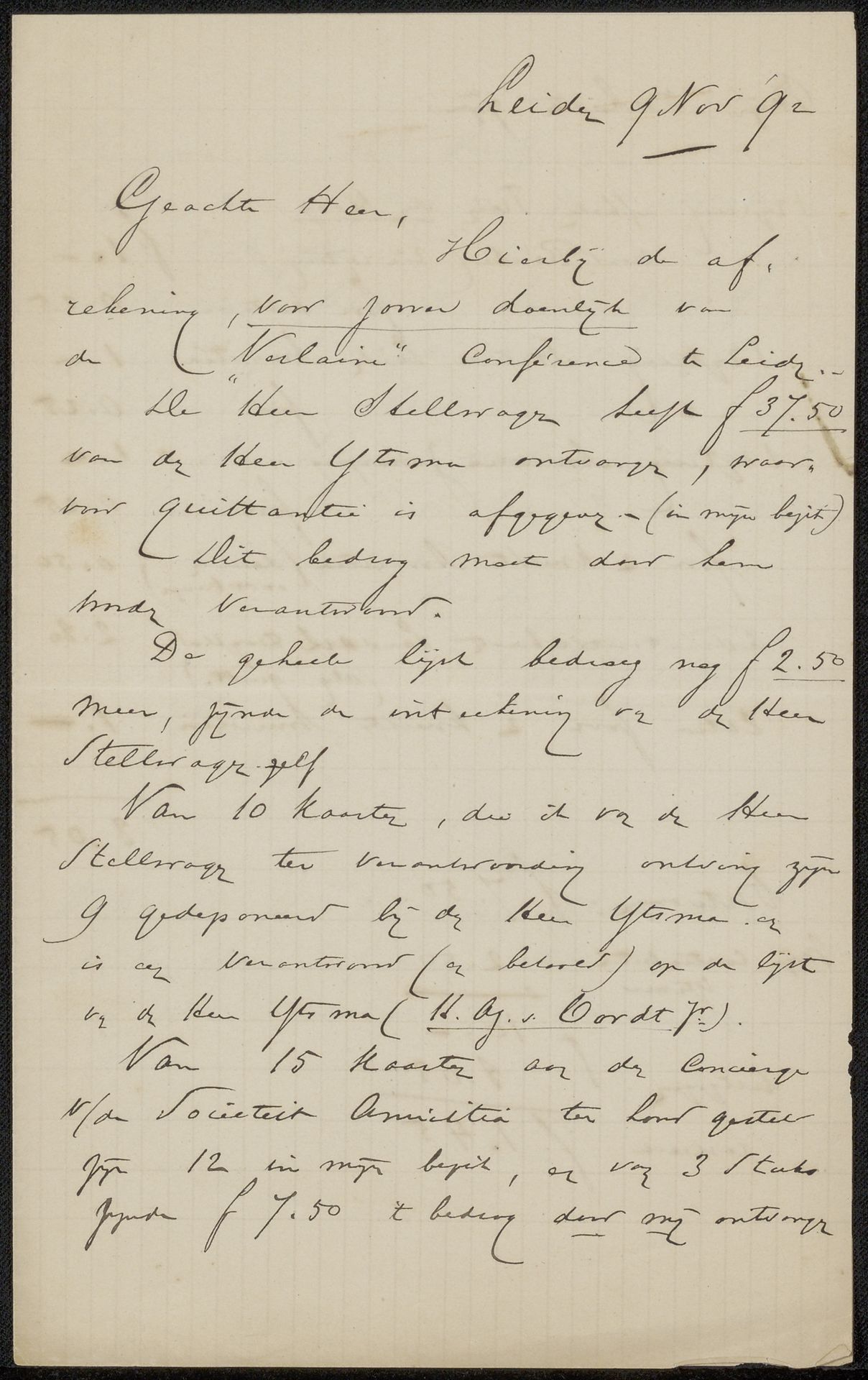 Brief aan Philip Zilcken by Cornelis Willem Hendrik Verster van Wulverhorst