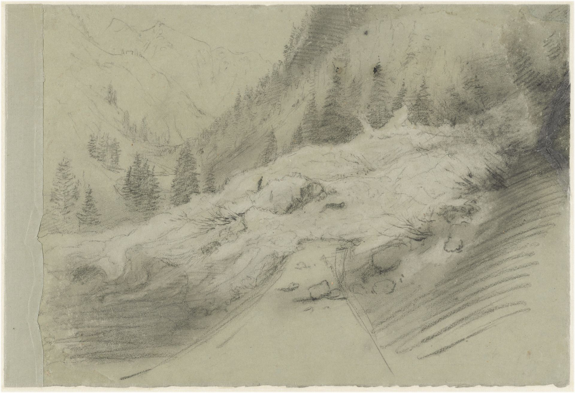 Avalanche in an Alpine Landscape by Pierre Puvis de Chavannes