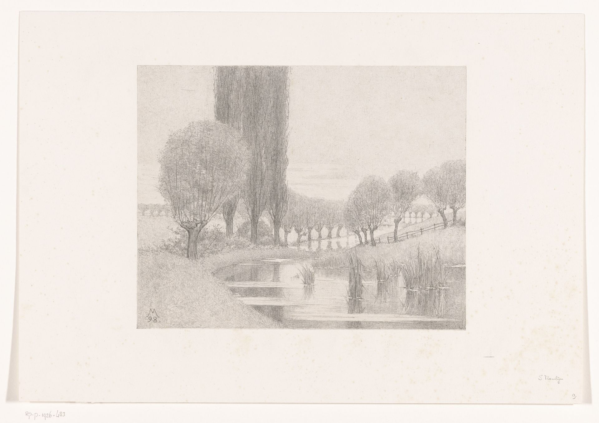 Wilgen en populieren langs een rivier by Simon Moulijn