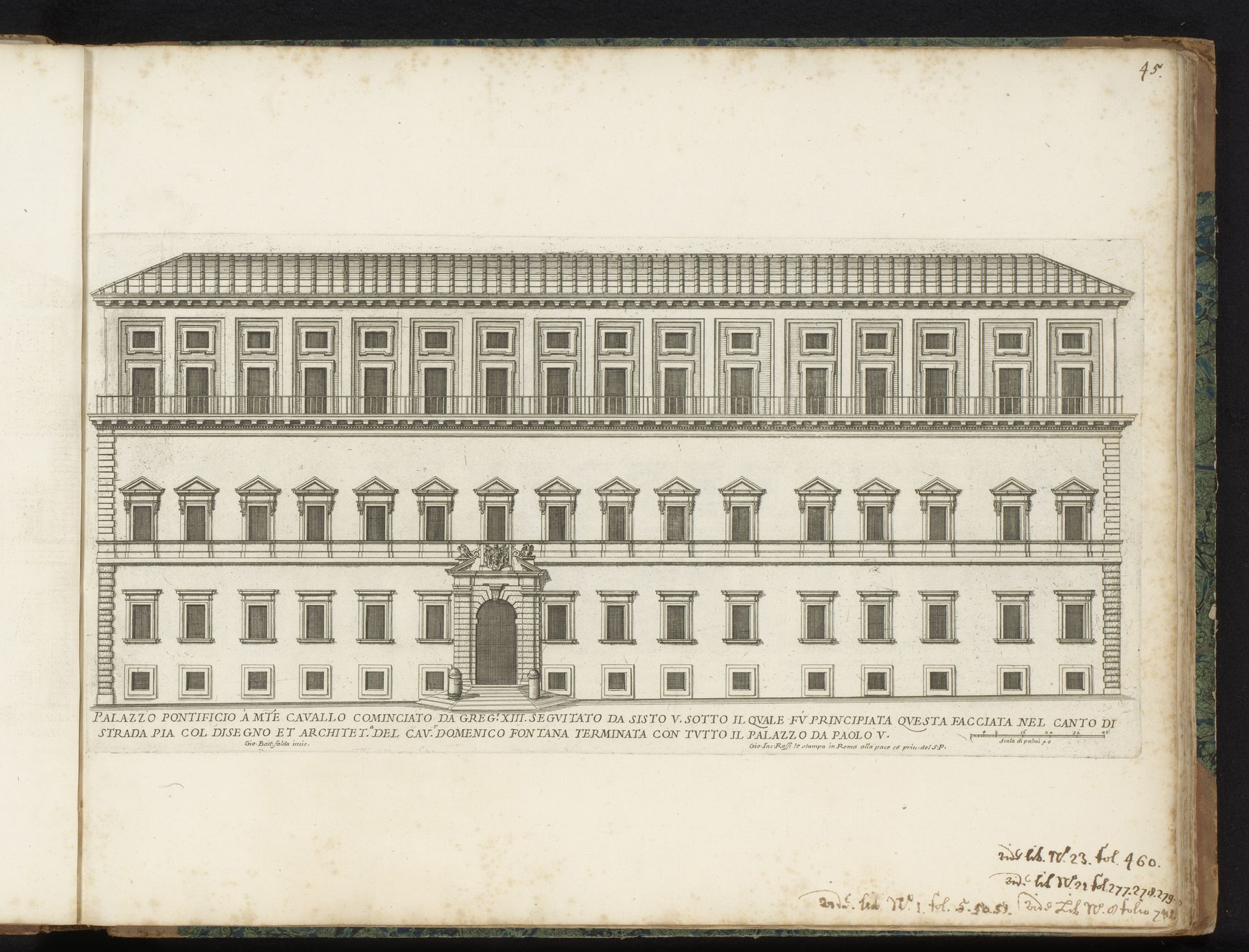 Zijgevel van Palazzo del Quirinale by Giovanni Battista Falda