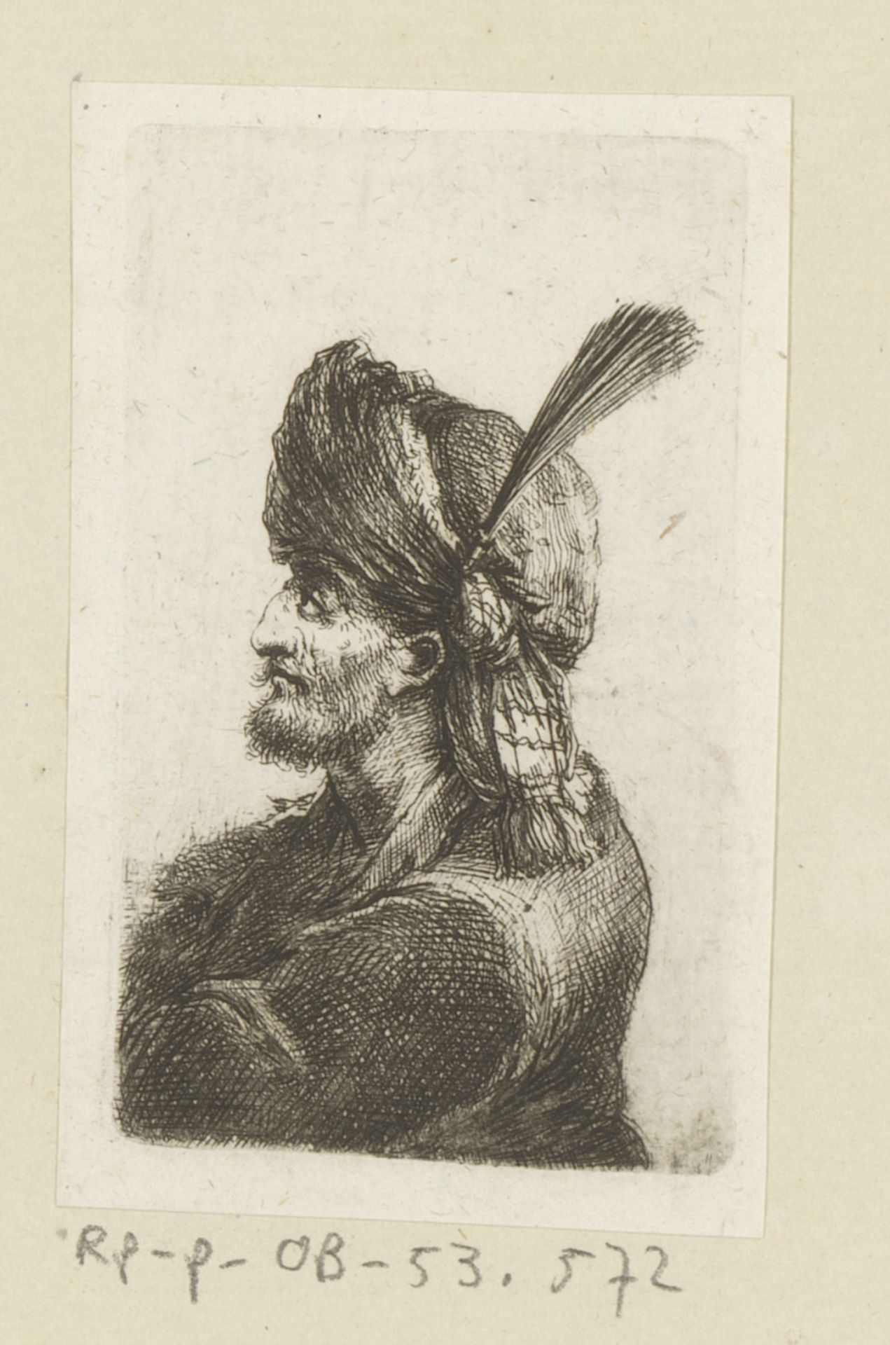 Man met tulband met pluim by Johann Andreas Benjamin Nothnagel