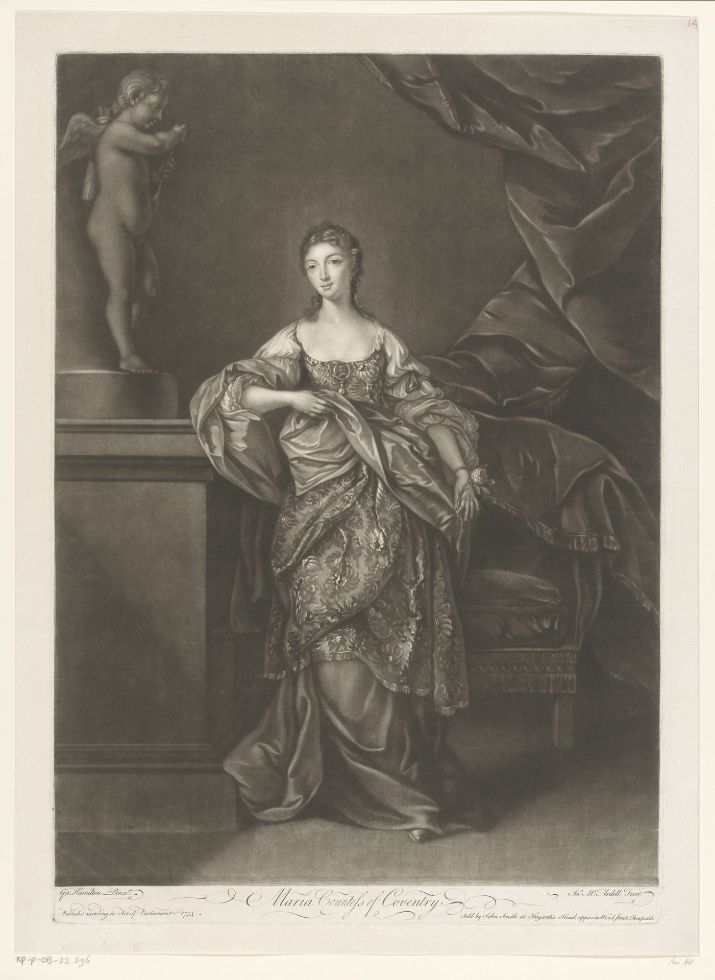Portret van Maria Coventry by James McArdell
