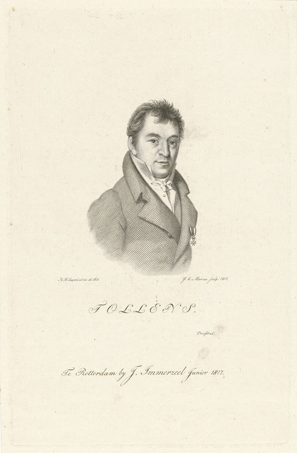 Portret van Hendrik Tollens by Jacob Ernst Marcus