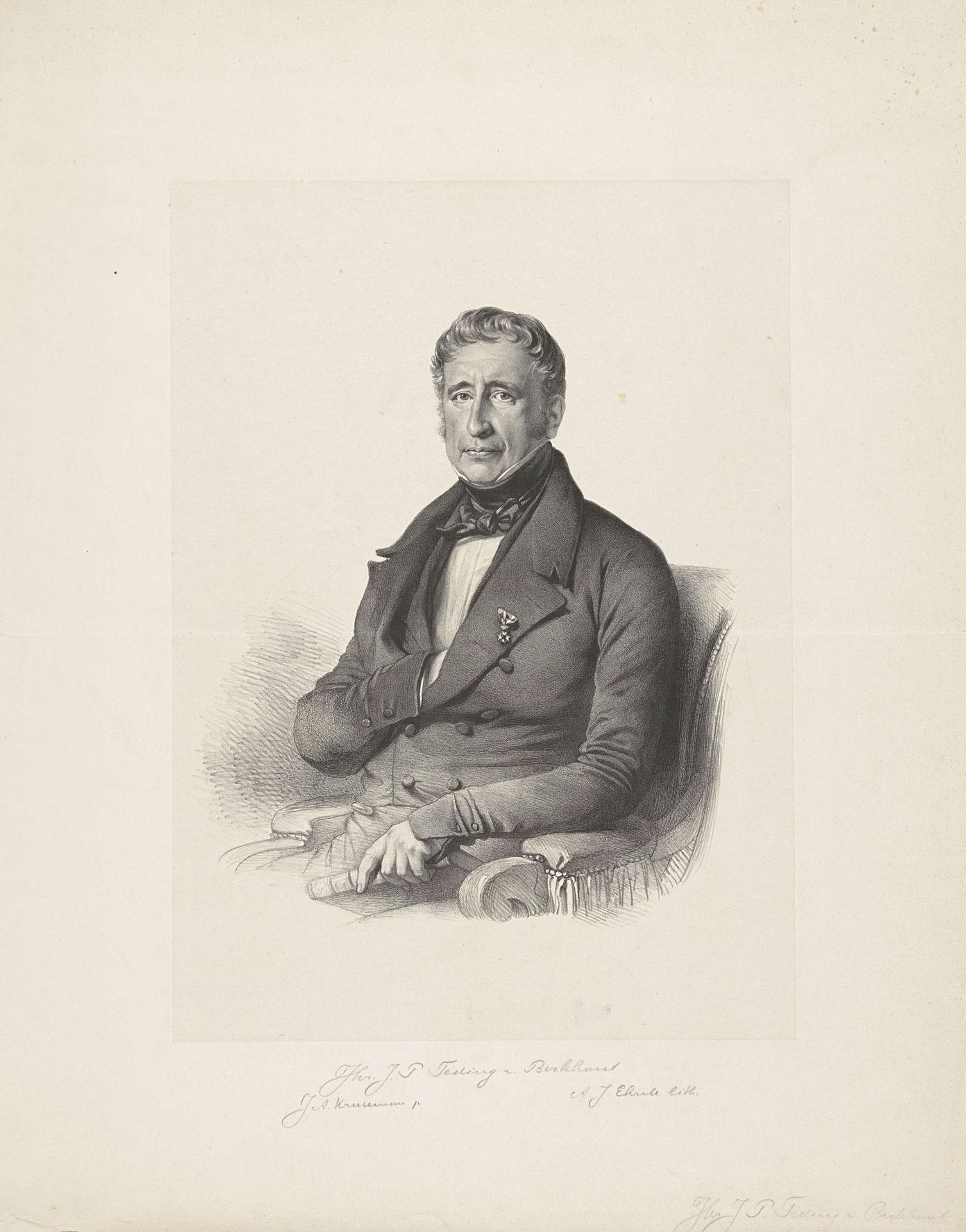 Portret van Jan Pieter Teding van Berkhout by Adrianus Johannes Ehnle