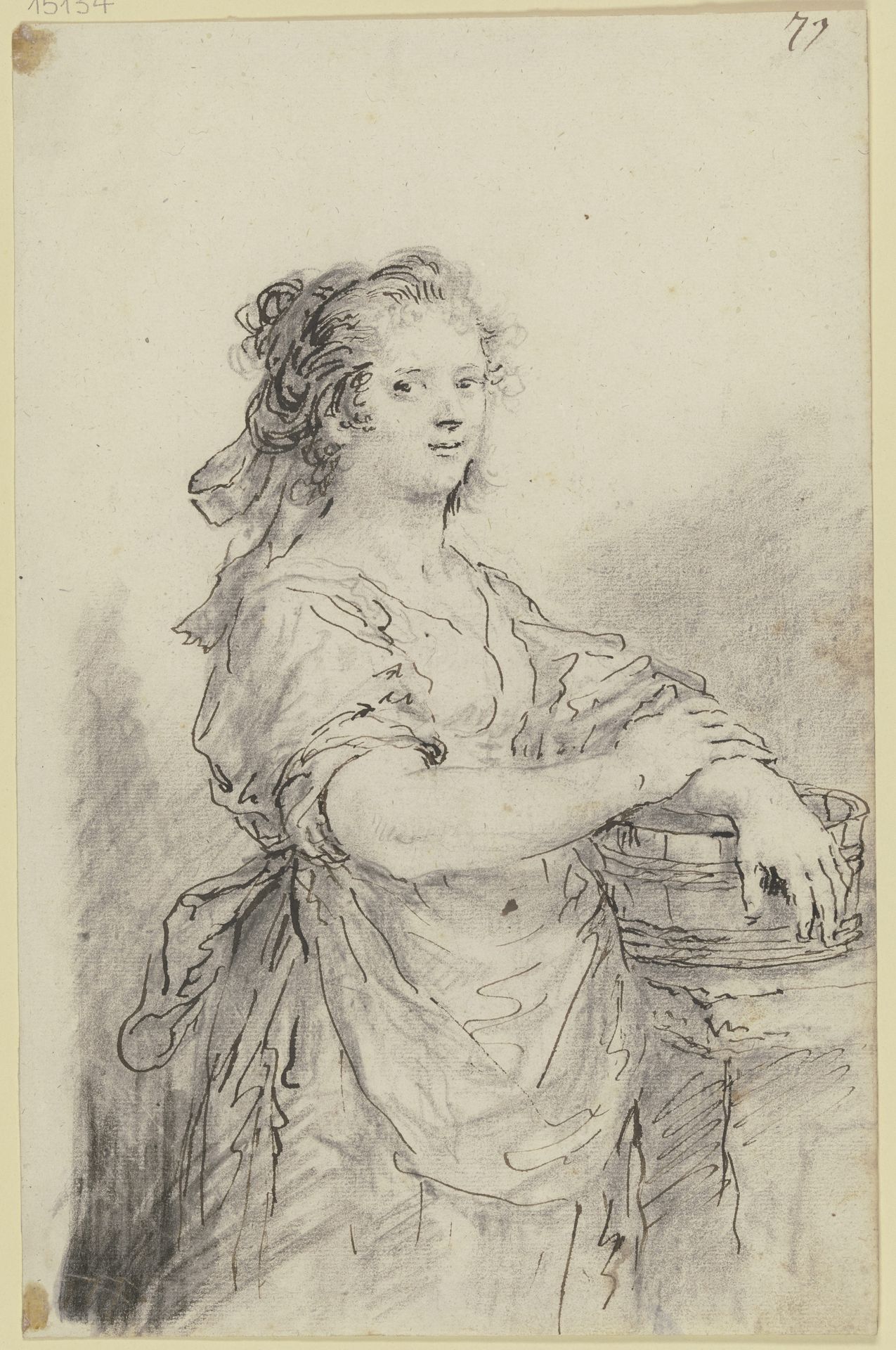 Bildnis eines Mädchens mit Holzzuber by Martin Johann Schmidt called Kremser-Schmidt