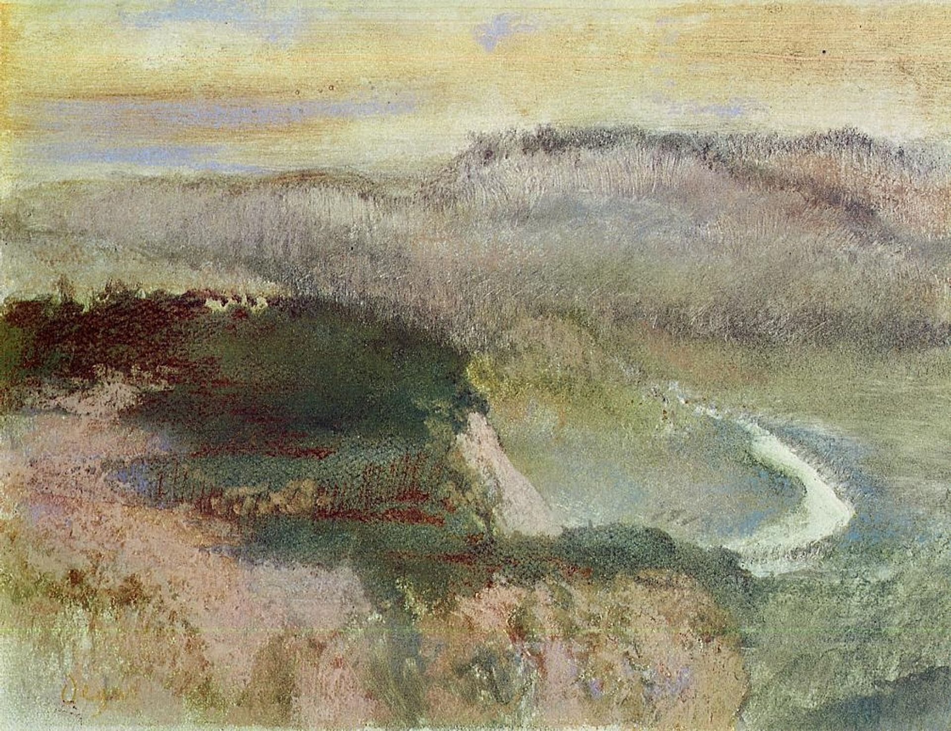 Landscape with Hills by Edgar Degas