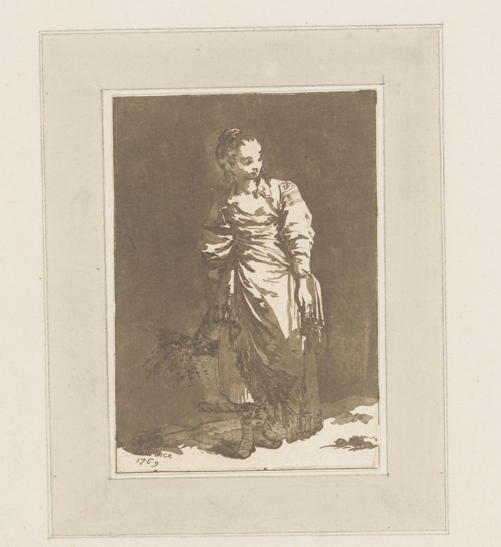 Bediende met een mand bloemen by Jean Baptist Leprince