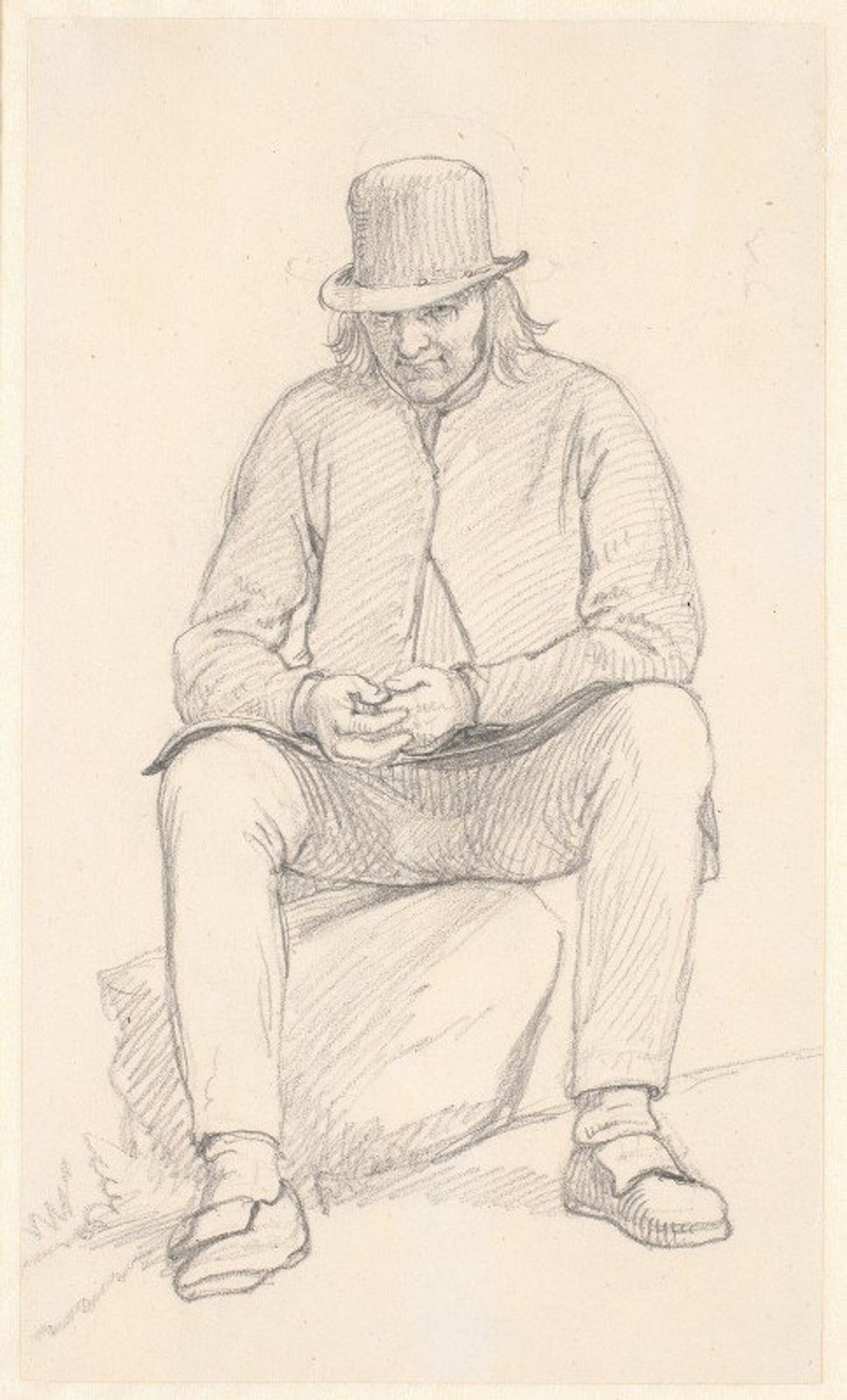 Gammel svensk bonde, siddende på en sten by Wilhelm Marstrand