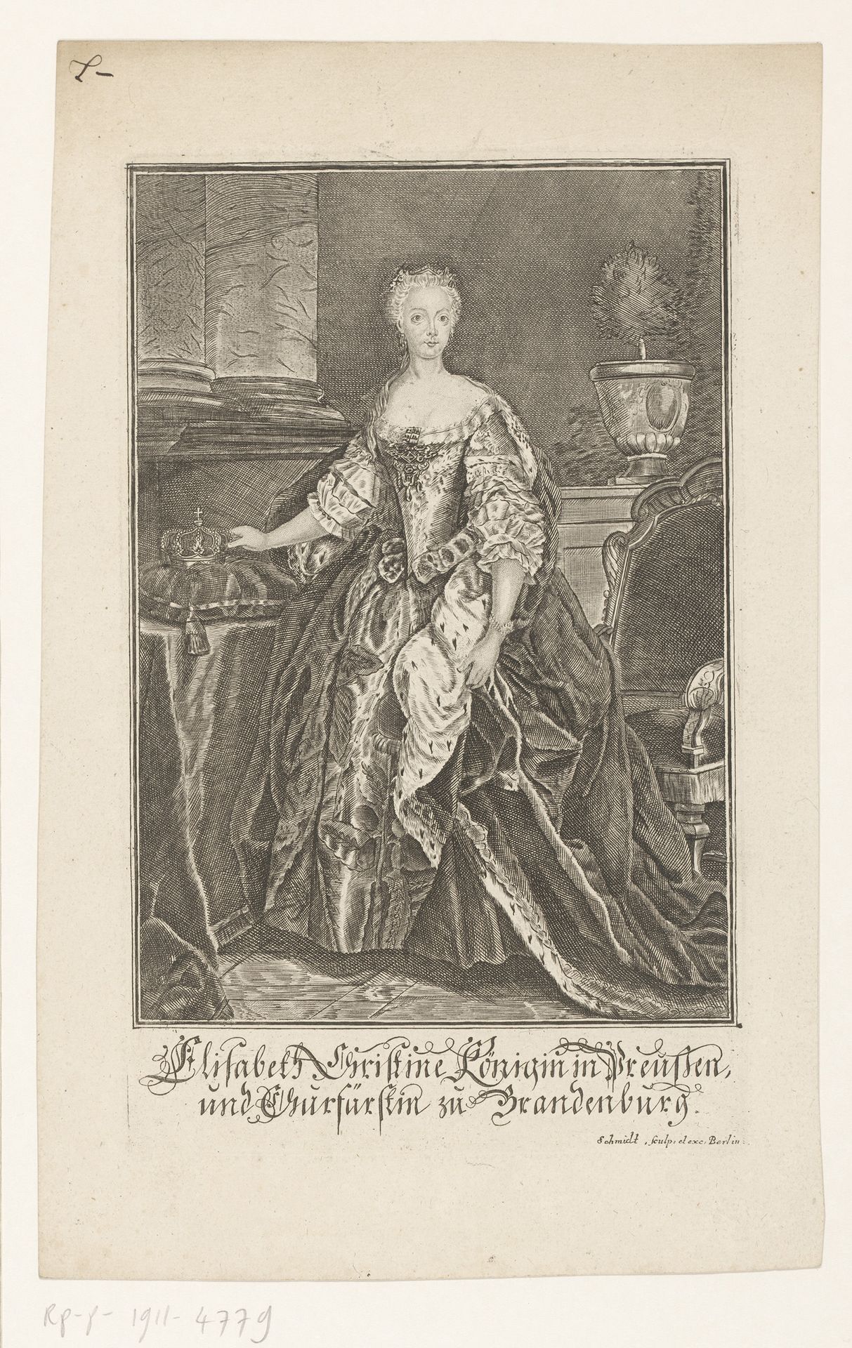 Portret van Elisabeth Christina, koningin van Pruissen by Georg Christoph Schmidt