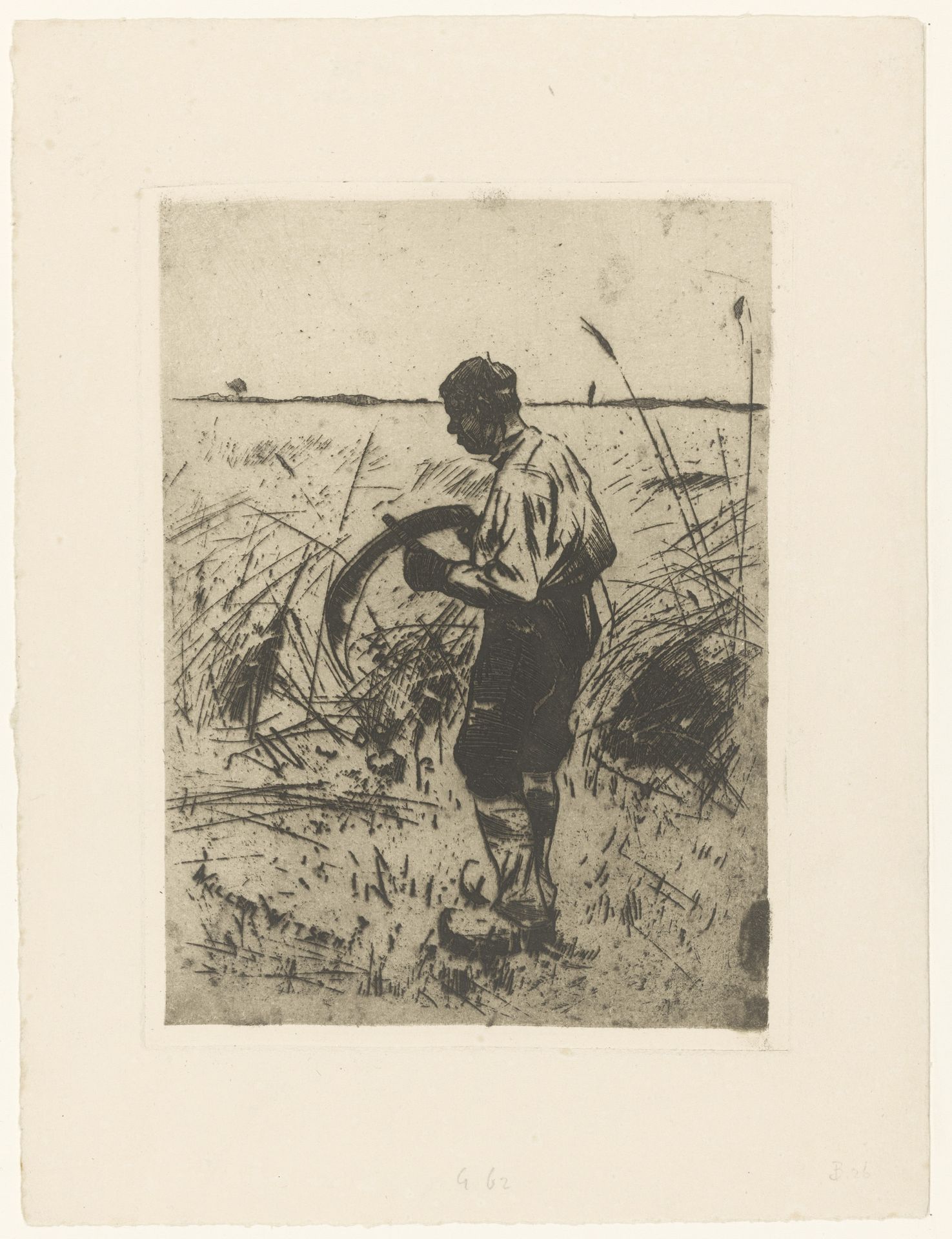 Boer die zijn zeis wet by Willem Witsen