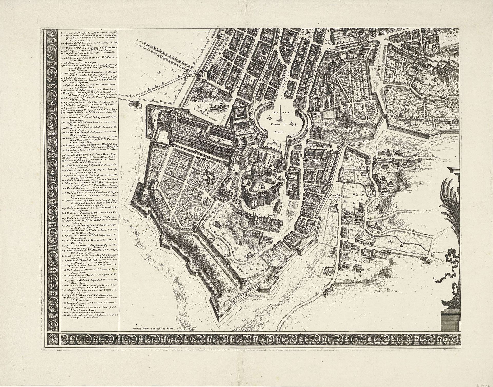 Plattegrond van de stad Rome by Giovanni Battista Falda