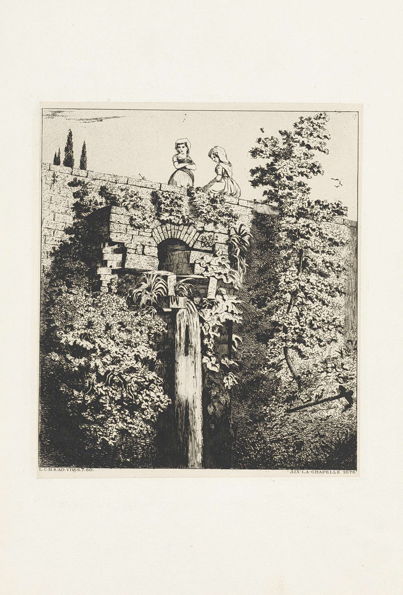 Stadsmuur te Aken by Louis Charles Hora Siccama