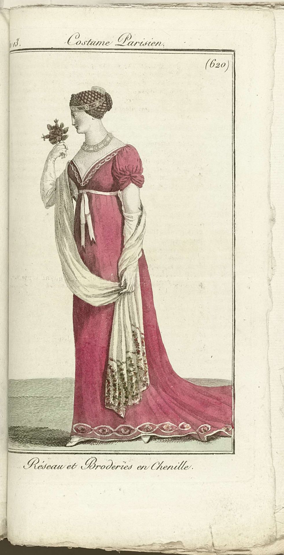 Journal des Dames et des Modes, Costume Parisien, 1805, An 13 (620) Réseau et Broderies en Chenille. by Horace Vernet