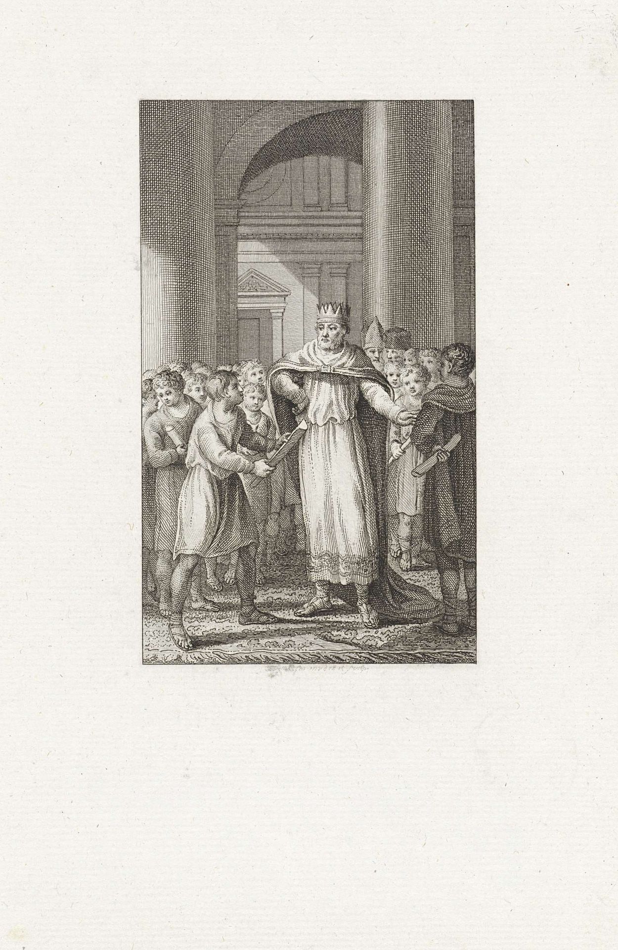 Karel deelt zijn leerlingen in by Reinier Vinkeles